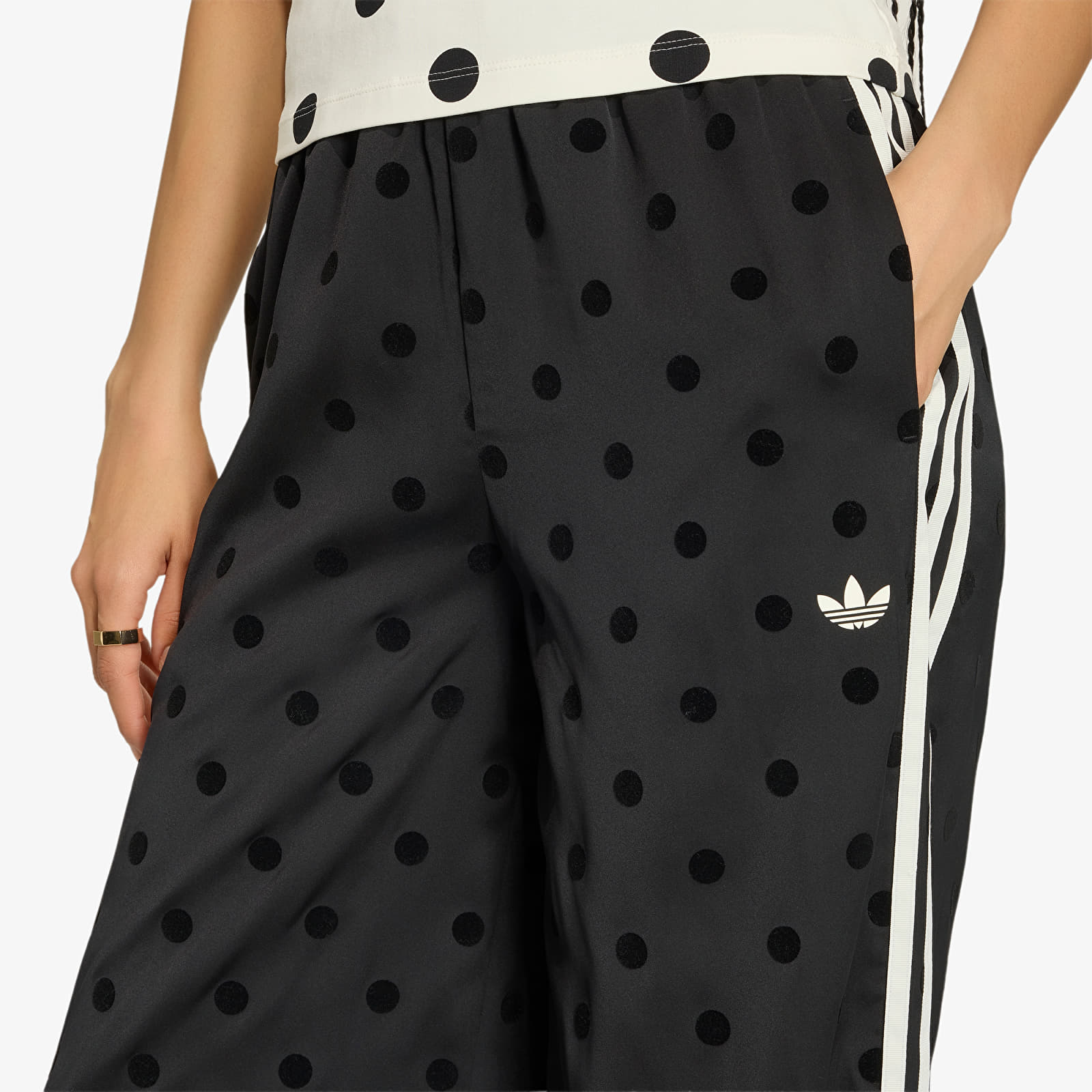 Kelnės adidas Satin Polka Dots Wide Leg Pant Black