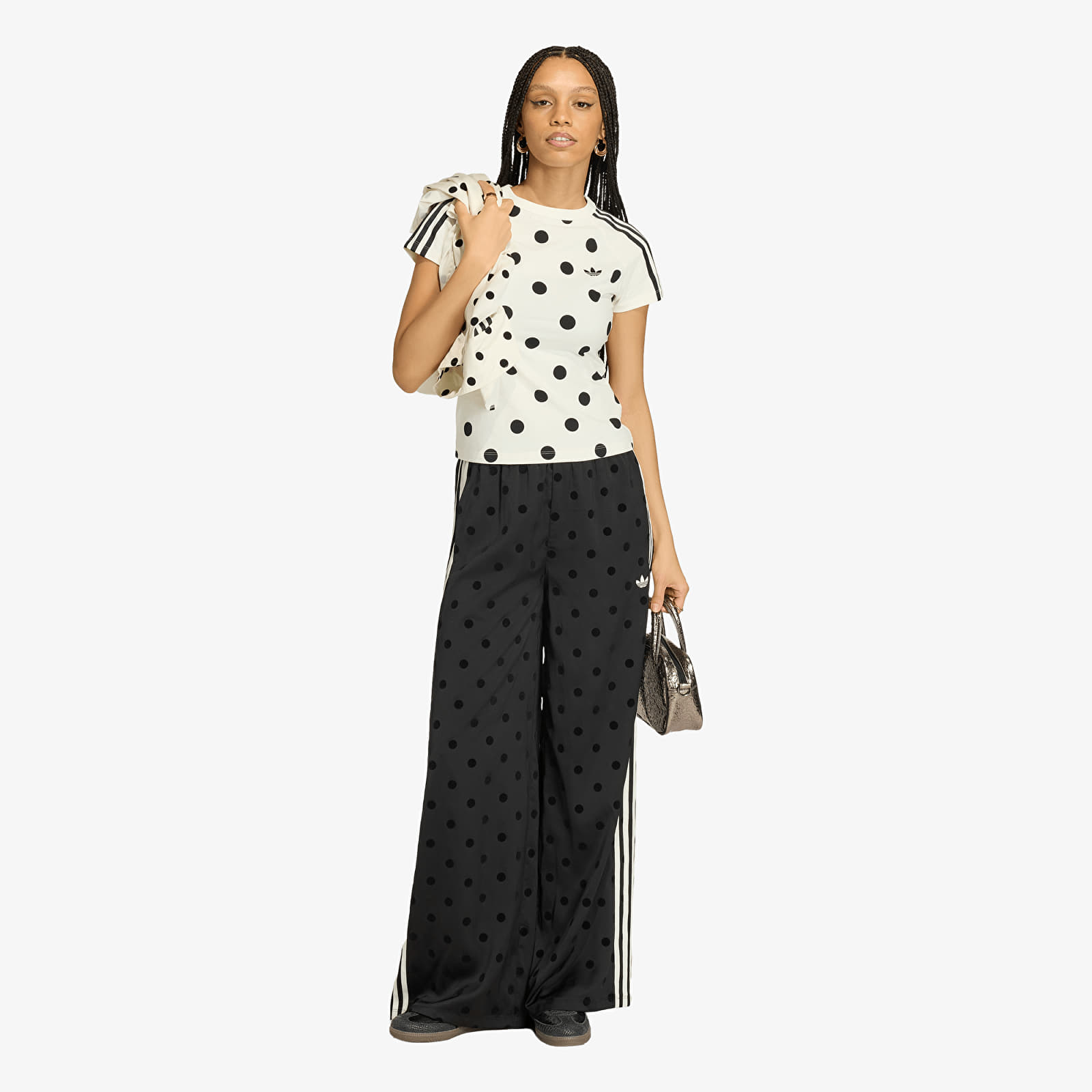 Kelnės adidas Satin Polka Dots Wide Leg Pant Black