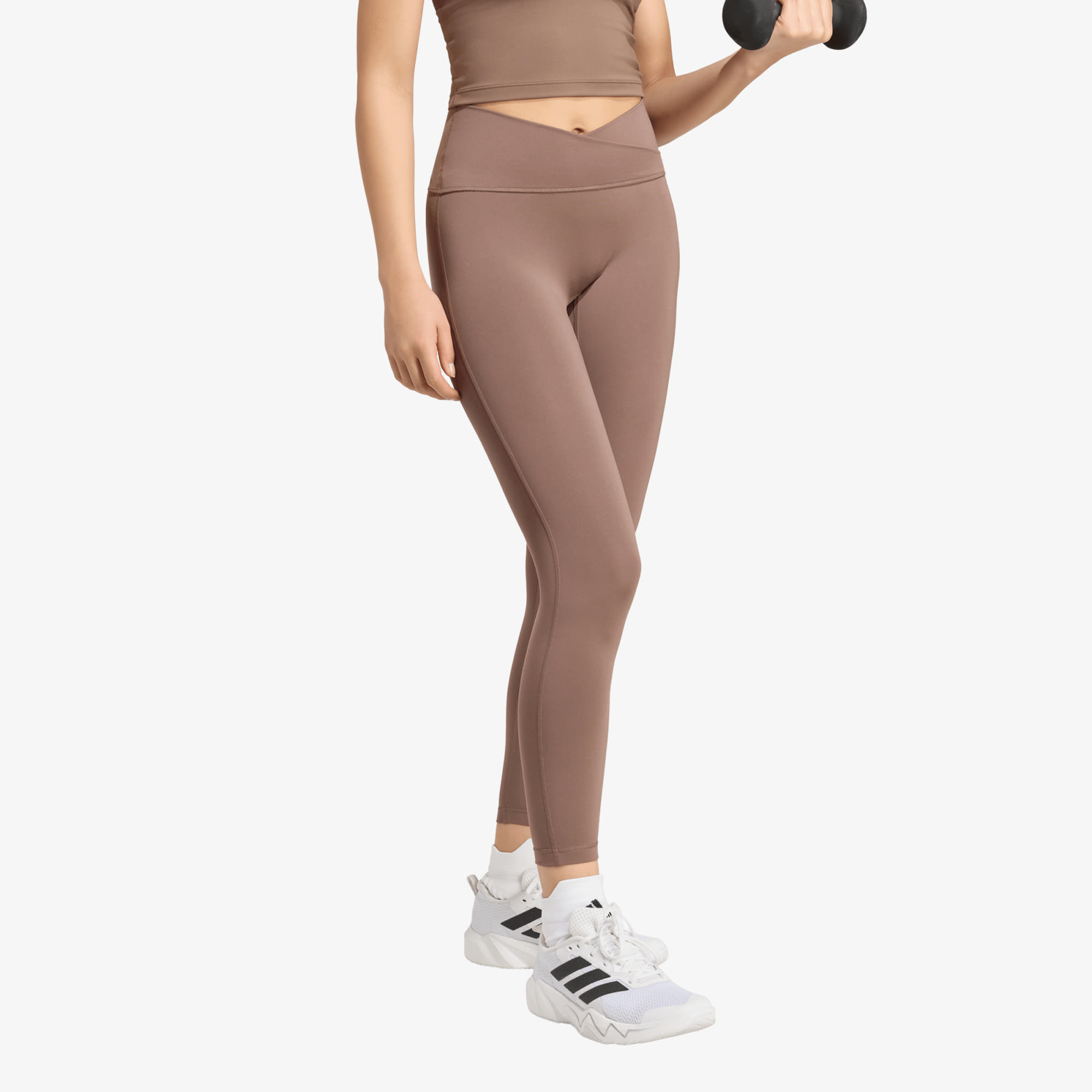 Colanți adidas 3 Stripes Studio All Me 7/8 X-Over Leggings Earth Strata XS