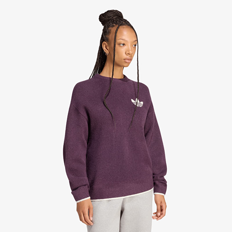 Maglione adidas Ess Knit Tipping Crew Noble Red/ Cream White