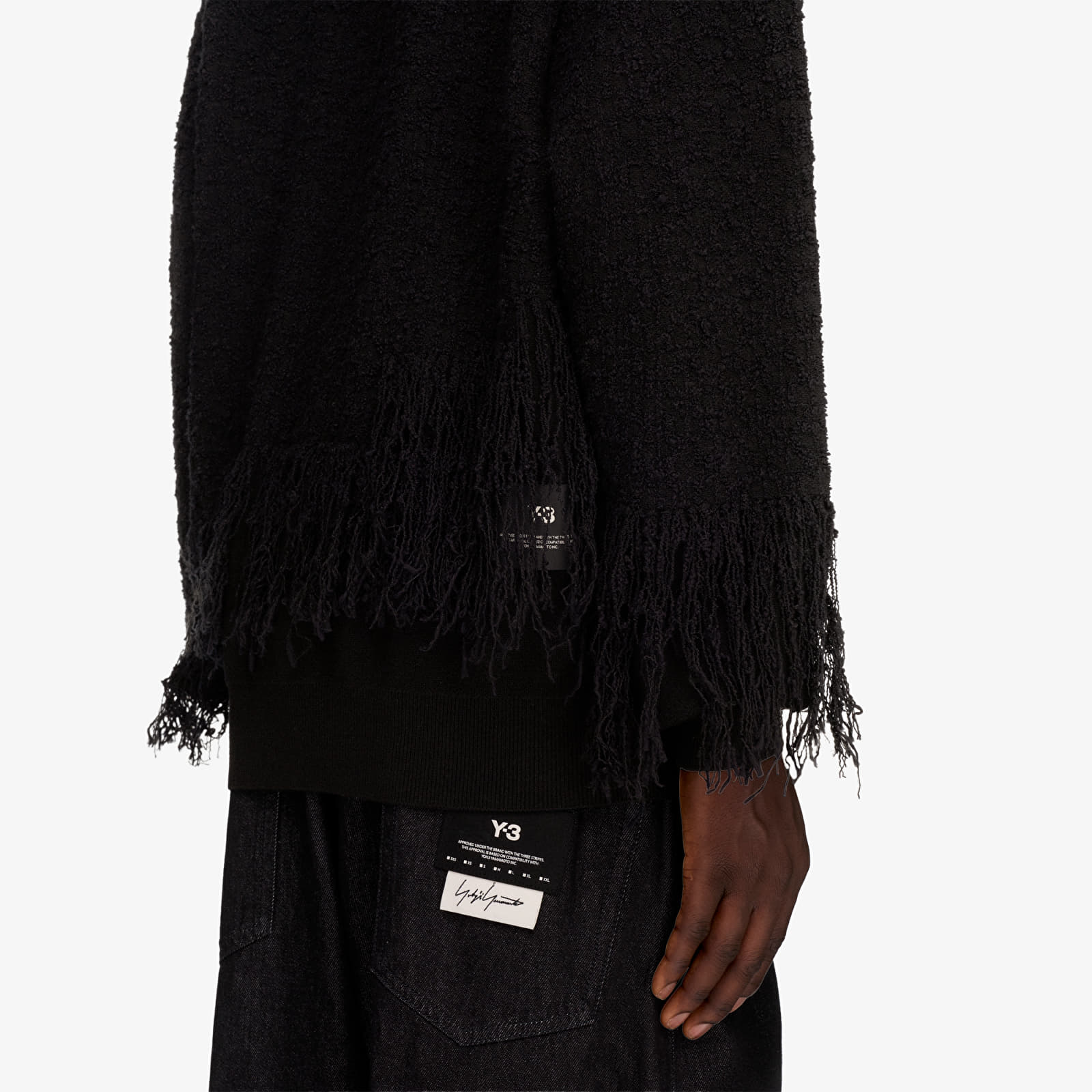 Svetre Y-3 Knitted 3 Stripes Fringy Sweater UNISEX Black