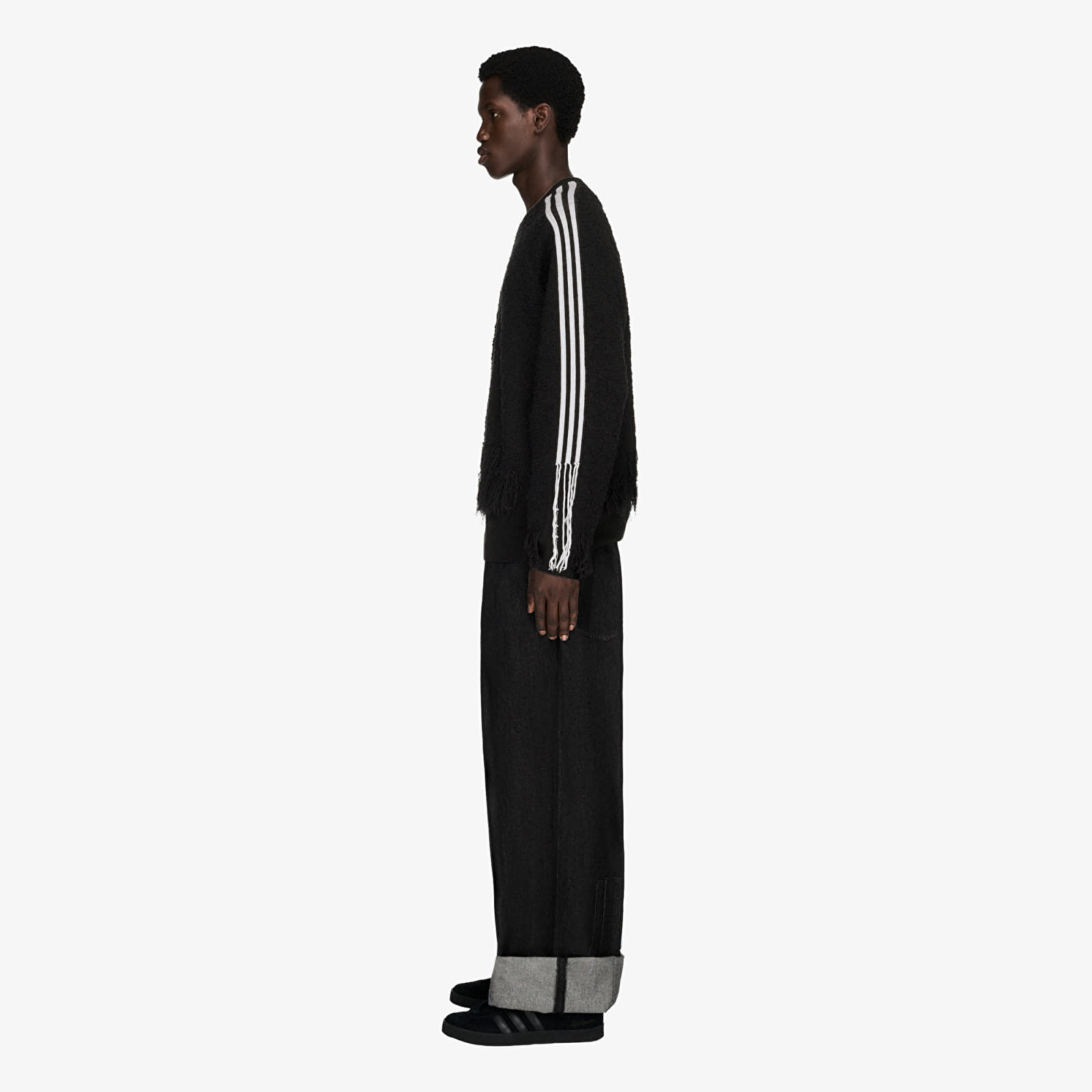 Svetre Y-3 Knitted 3 Stripes Fringy Sweater UNISEX Black