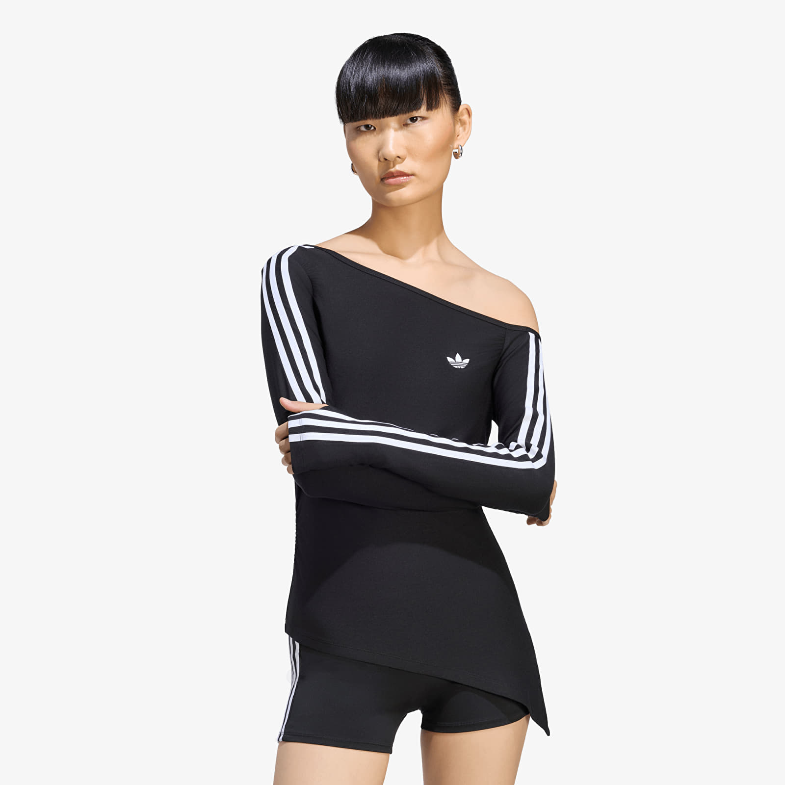 T-shirts  adidas One Shoulder Asymmetric Long-Sleeve Top Black