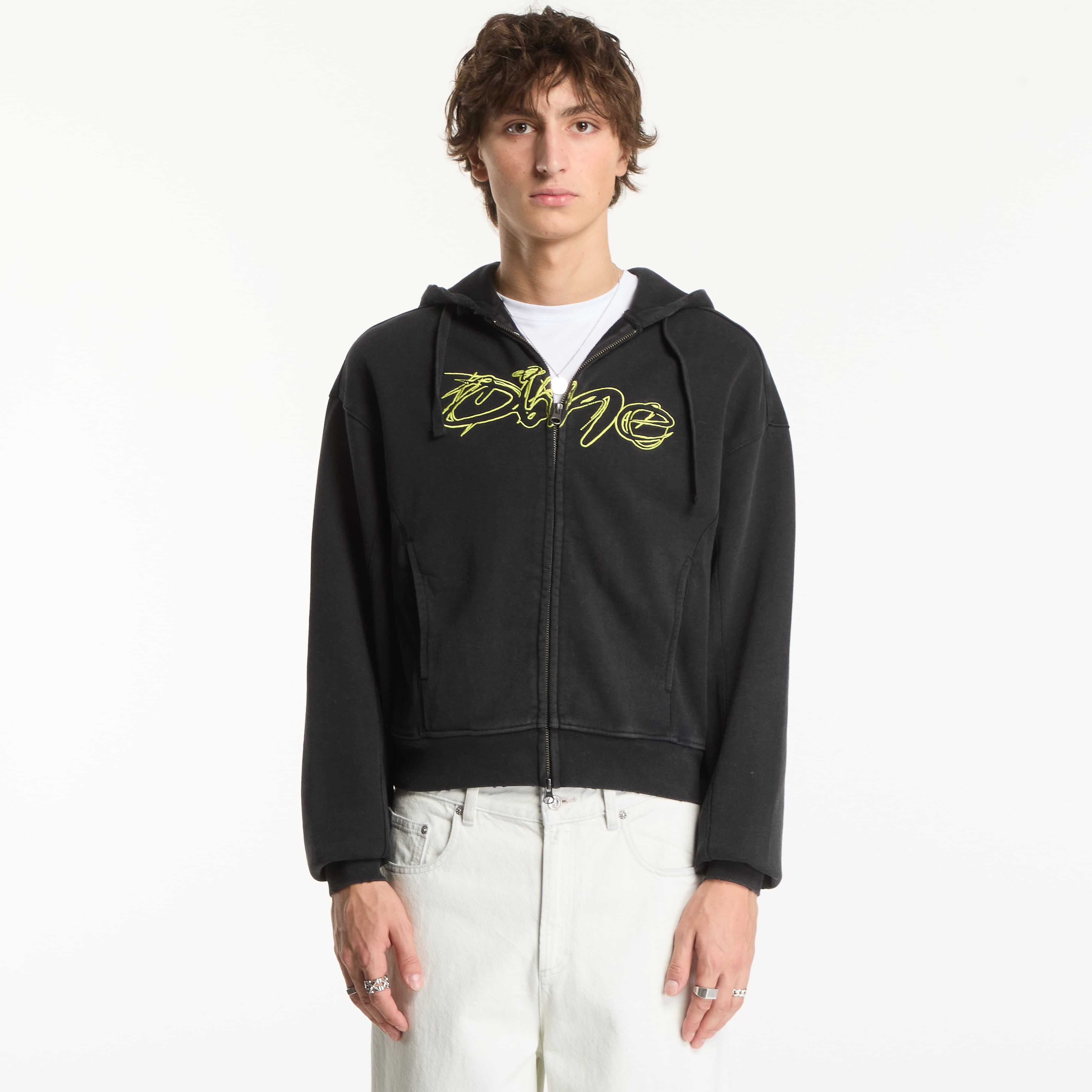 Sweatshirt Dime Distressed Terry Zip Hoodie Acid Black S