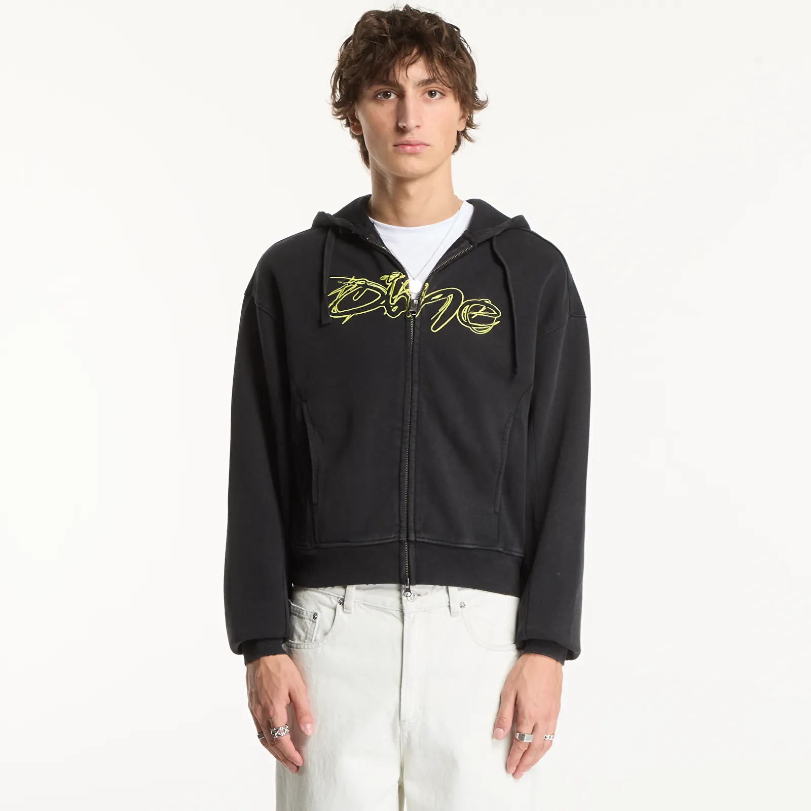 Hoodies and sweatshirts  Dime Distressed Terry Zip Hoodie Acid Black