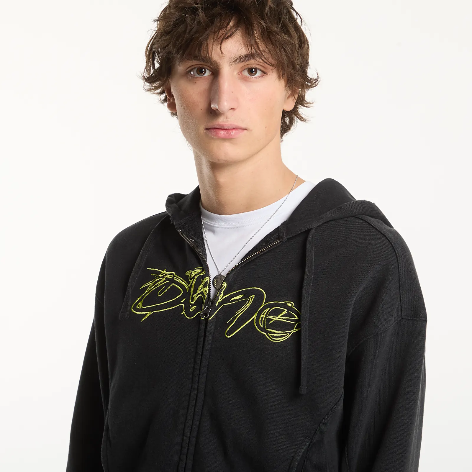 Hoodies and sweatshirts  Dime Distressed Terry Zip Hoodie Acid Black