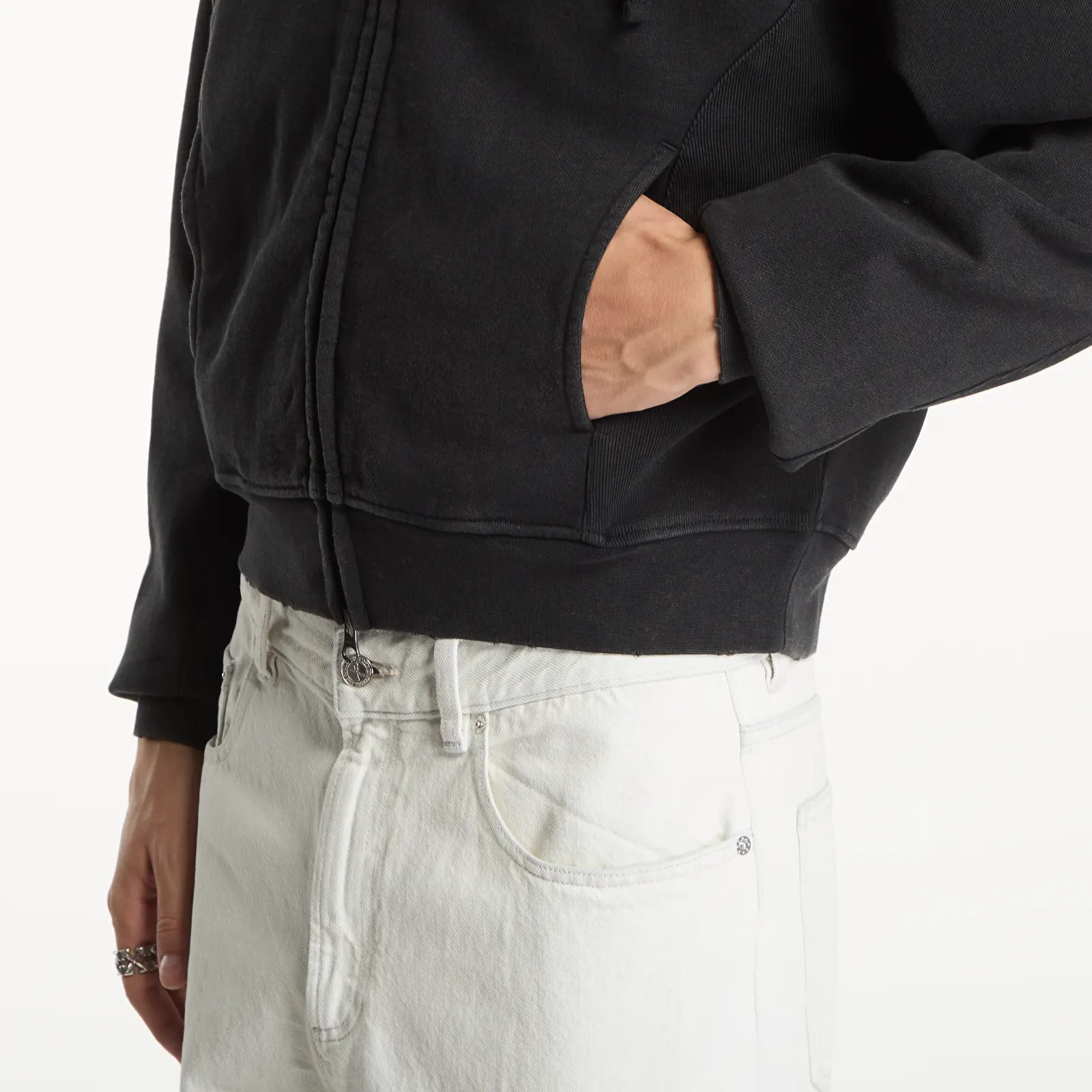 Hoodies and sweatshirts  Dime Distressed Terry Zip Hoodie Acid Black