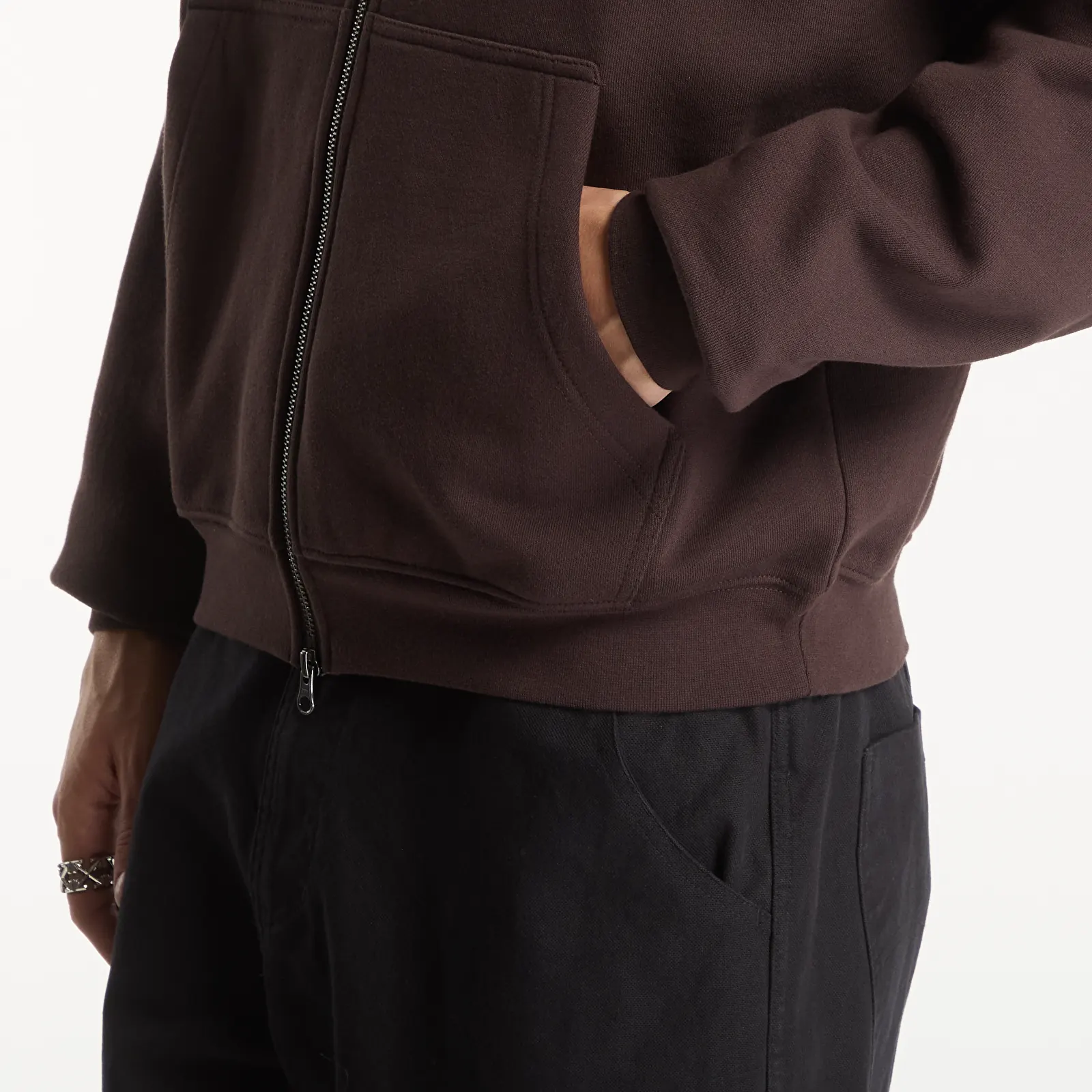 Män Dime Grid Zip Hoodie Dark Brown