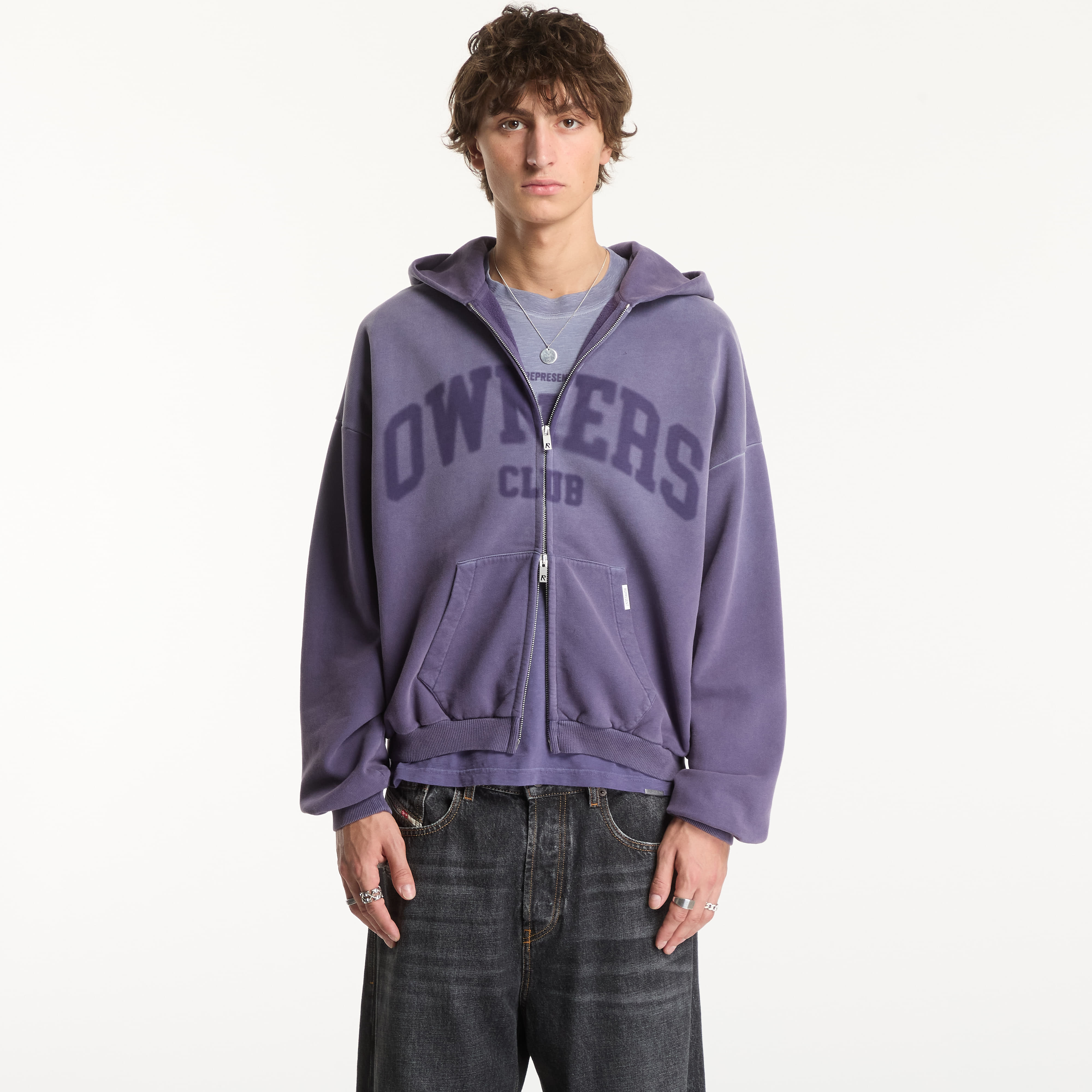 Sweatshirt Represent Owners Zip Through Hoodie UNISEX Deep Purple XXL