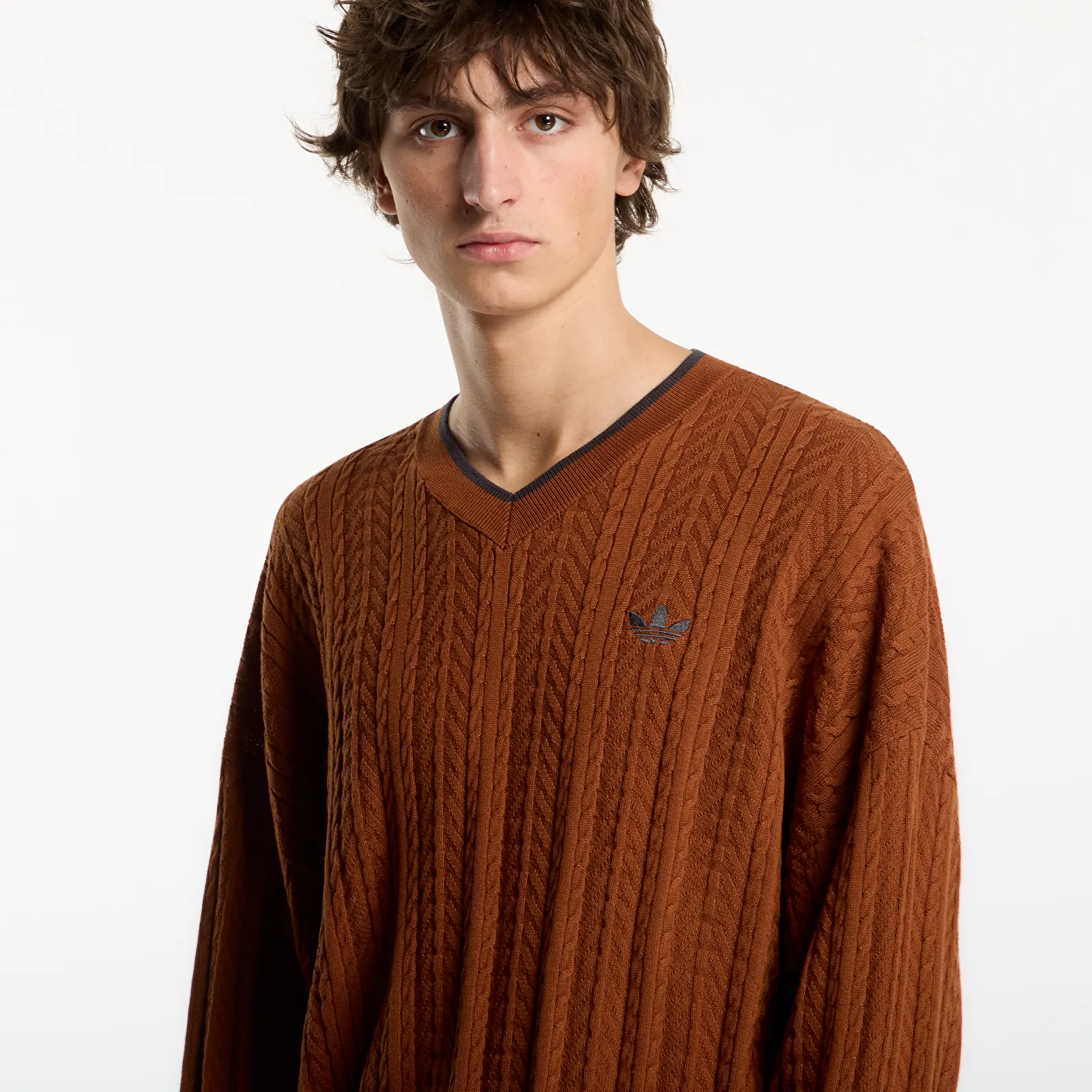 Svetre adidas Cable Knit Crewneck Sweatshirt Dusky Bronze