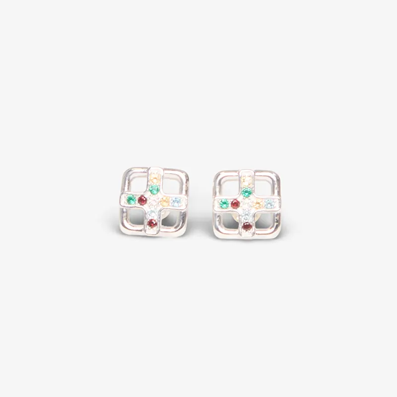 MAPLE Cross Earrings Silver 925 / Topaz