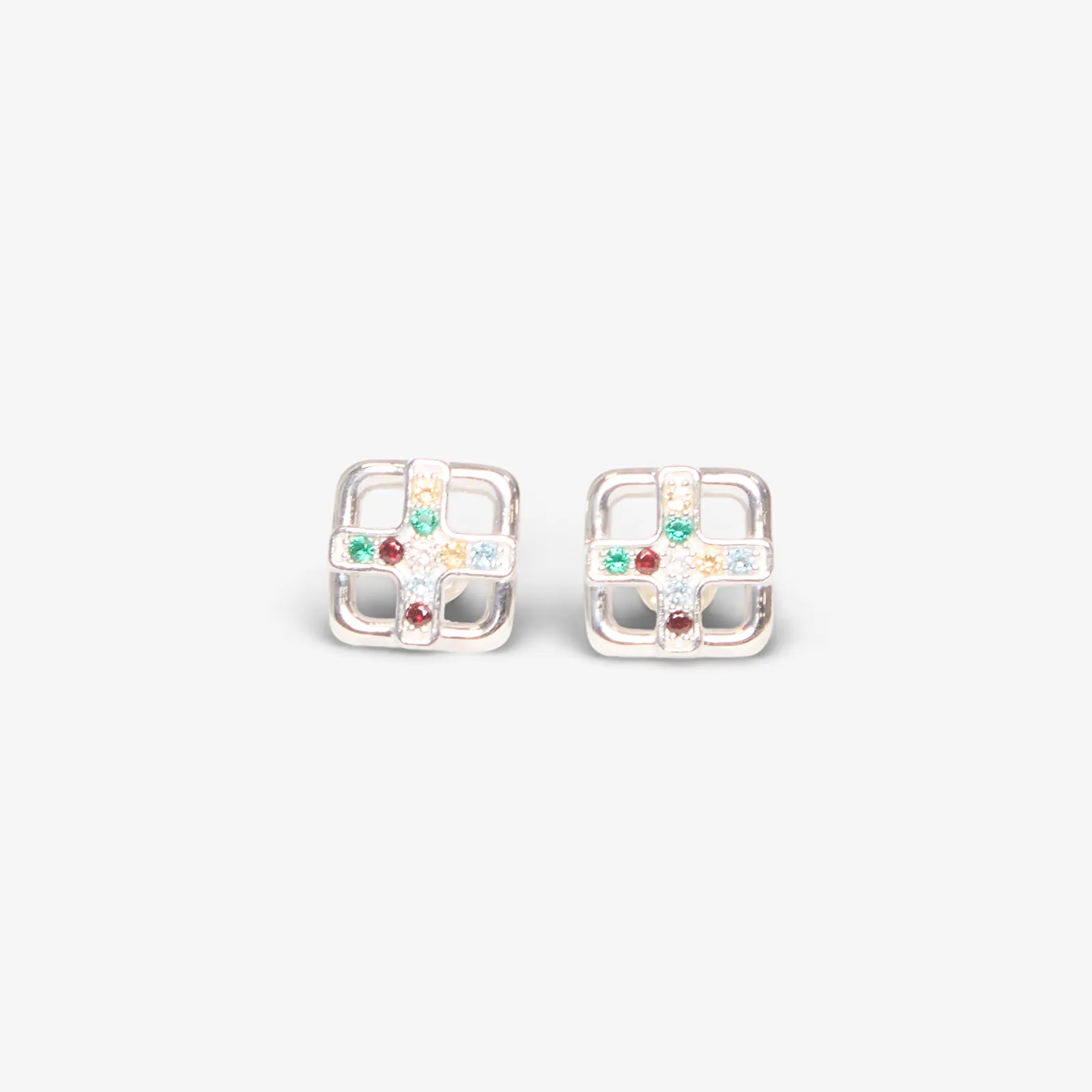 Jewelry MAPLE Cross Earrings Silver 925 / Topaz
