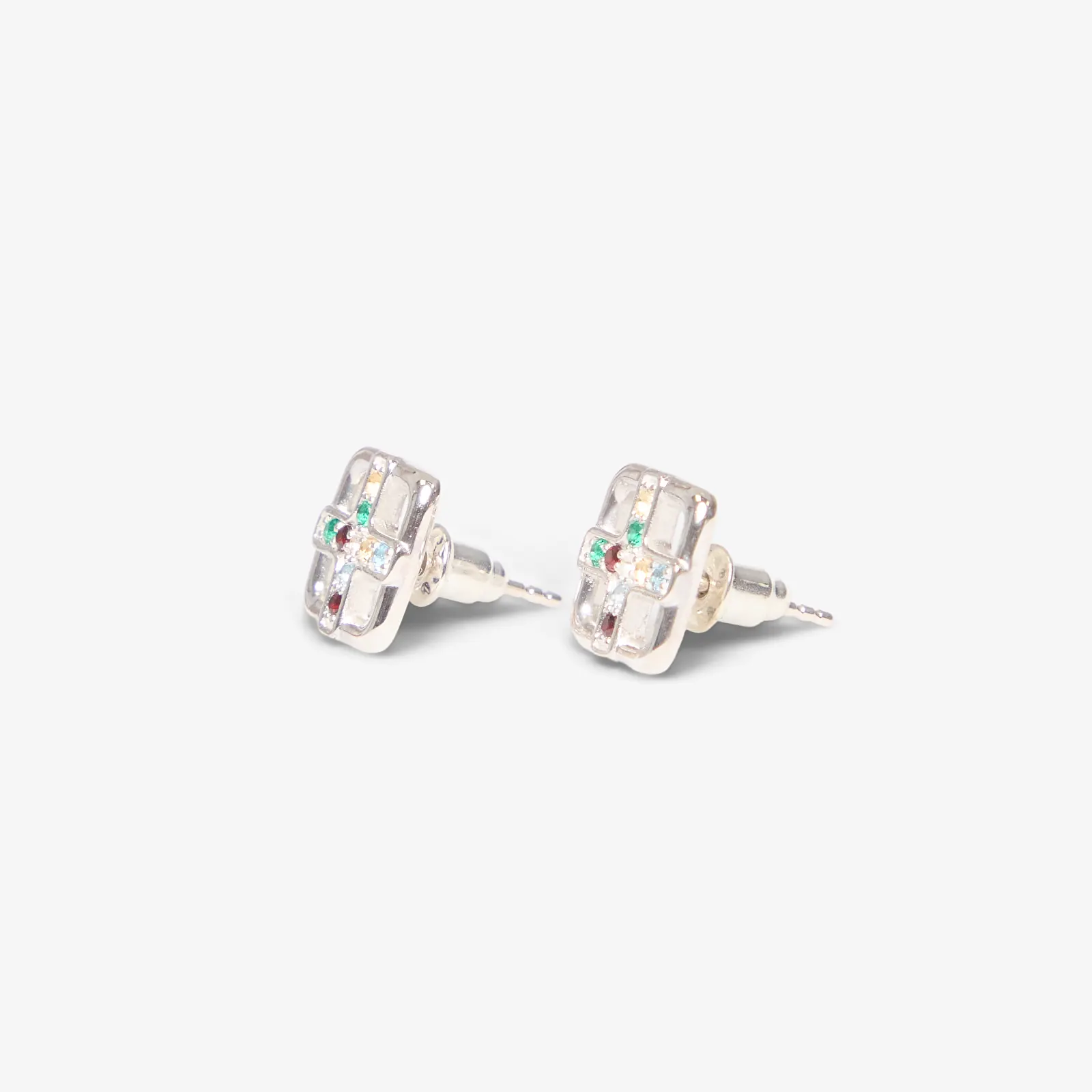 Jewelry MAPLE Cross Earrings Silver 925 / Topaz
