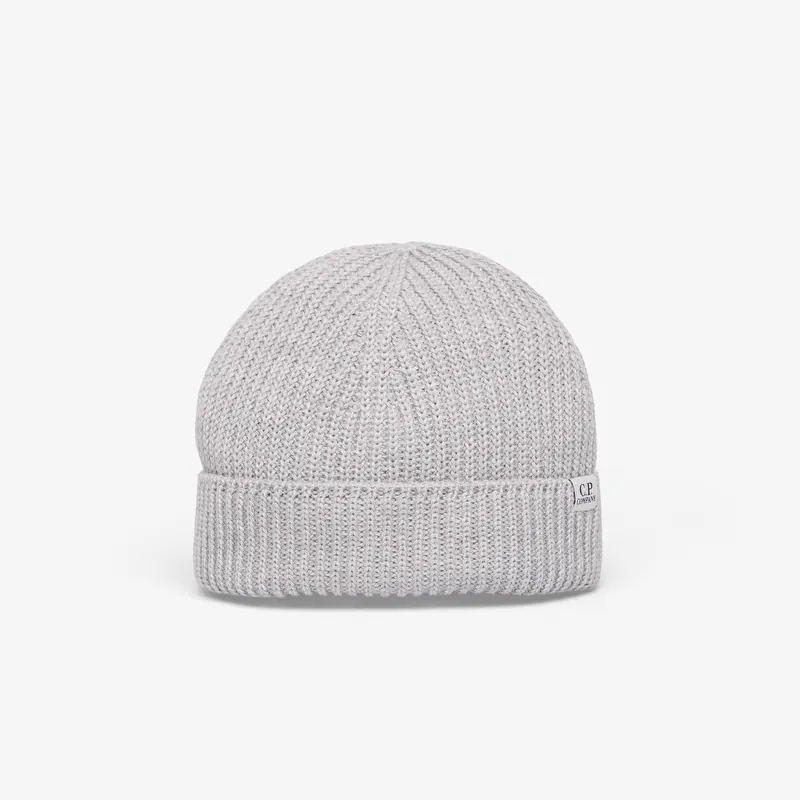 C.P. Company Extrafine Merino Wool Fisherman Beanie Moon Melange Grey