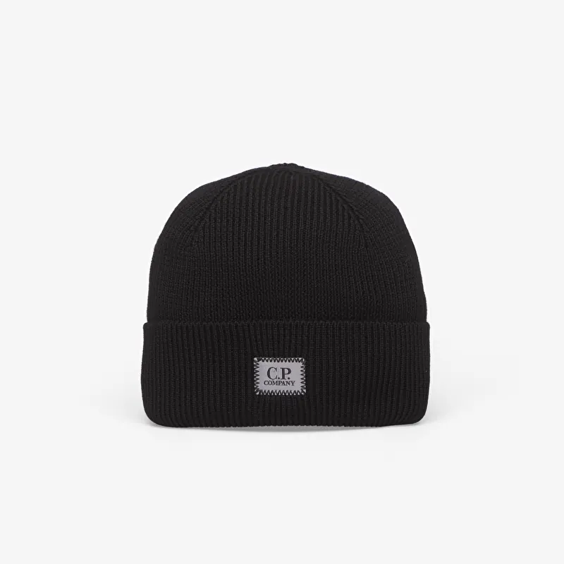 C.P. Company Extrafine Merino Wool Beanie Black