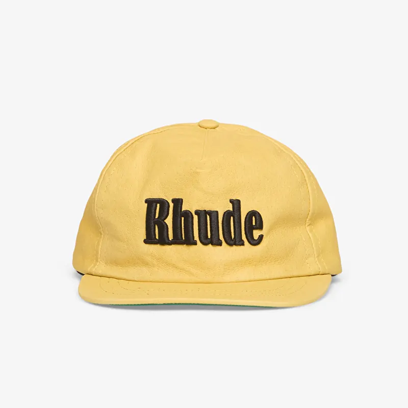 Rhude Logo Leather Hat Yellow/ Black