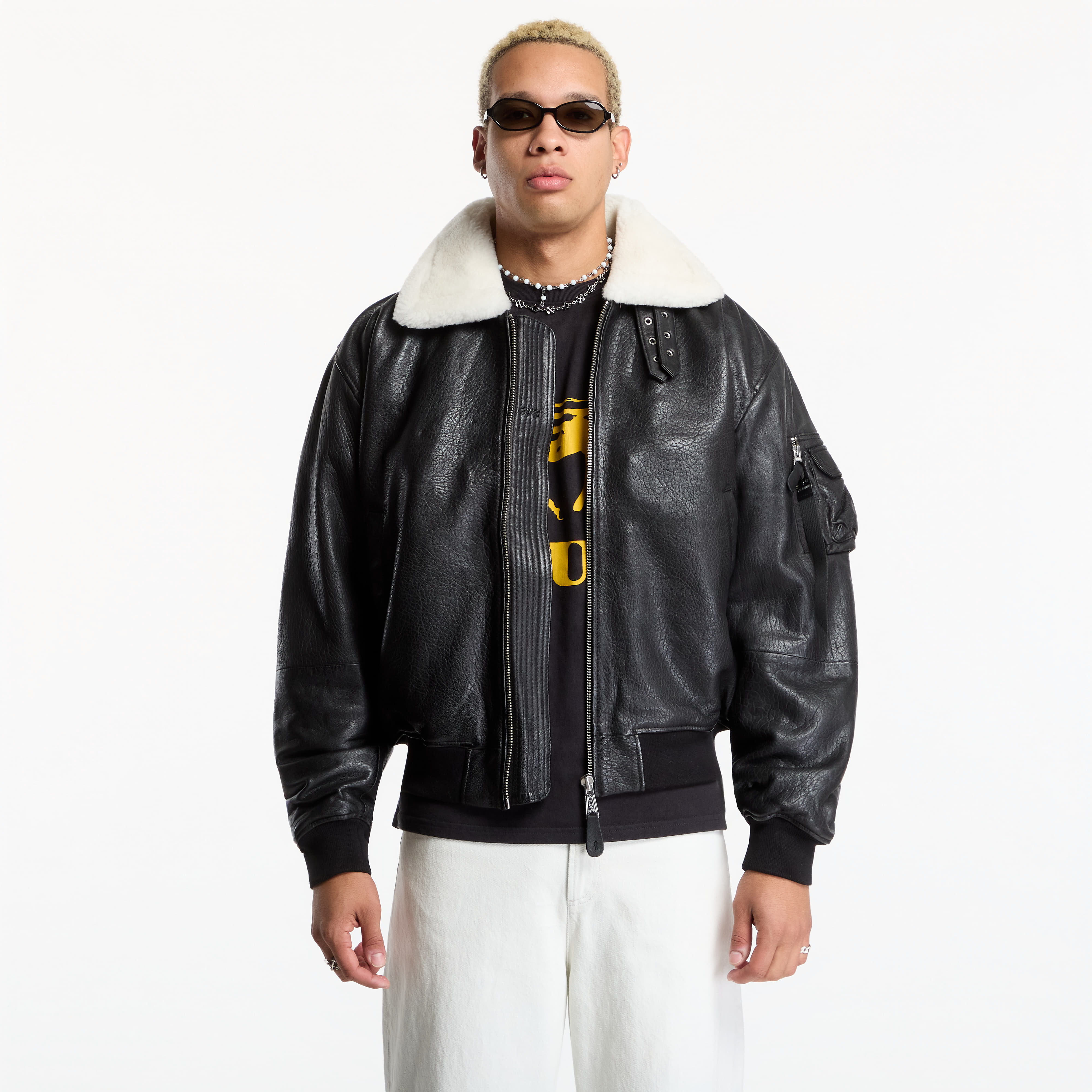 Bomber Alpha Industries B-15 Leather UV Black L