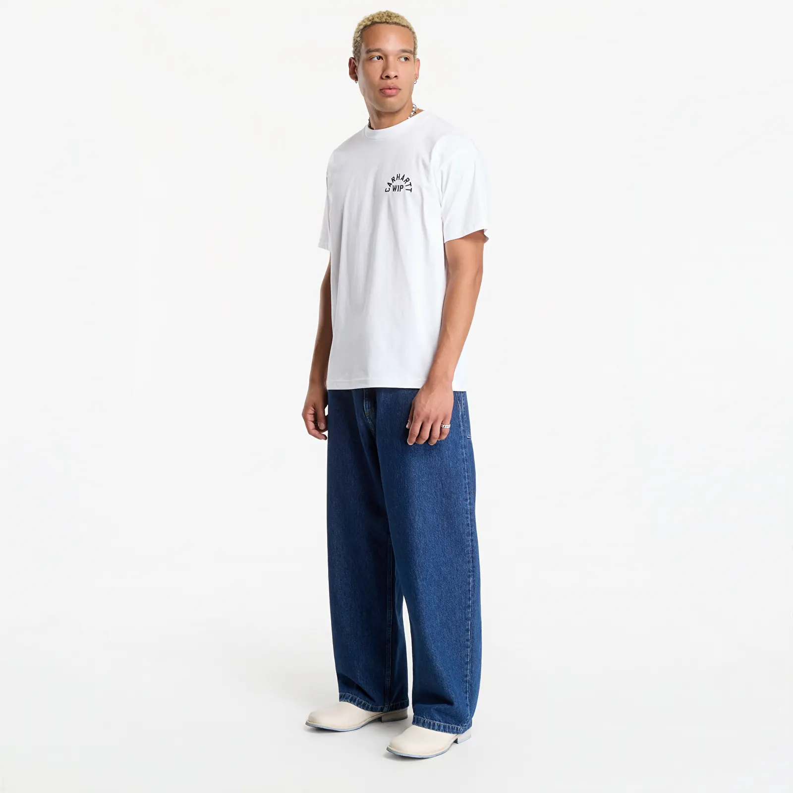 T-shirts  Carhartt WIP S/S Arch Script T-Shirt UNISEX White/ Dark Navy