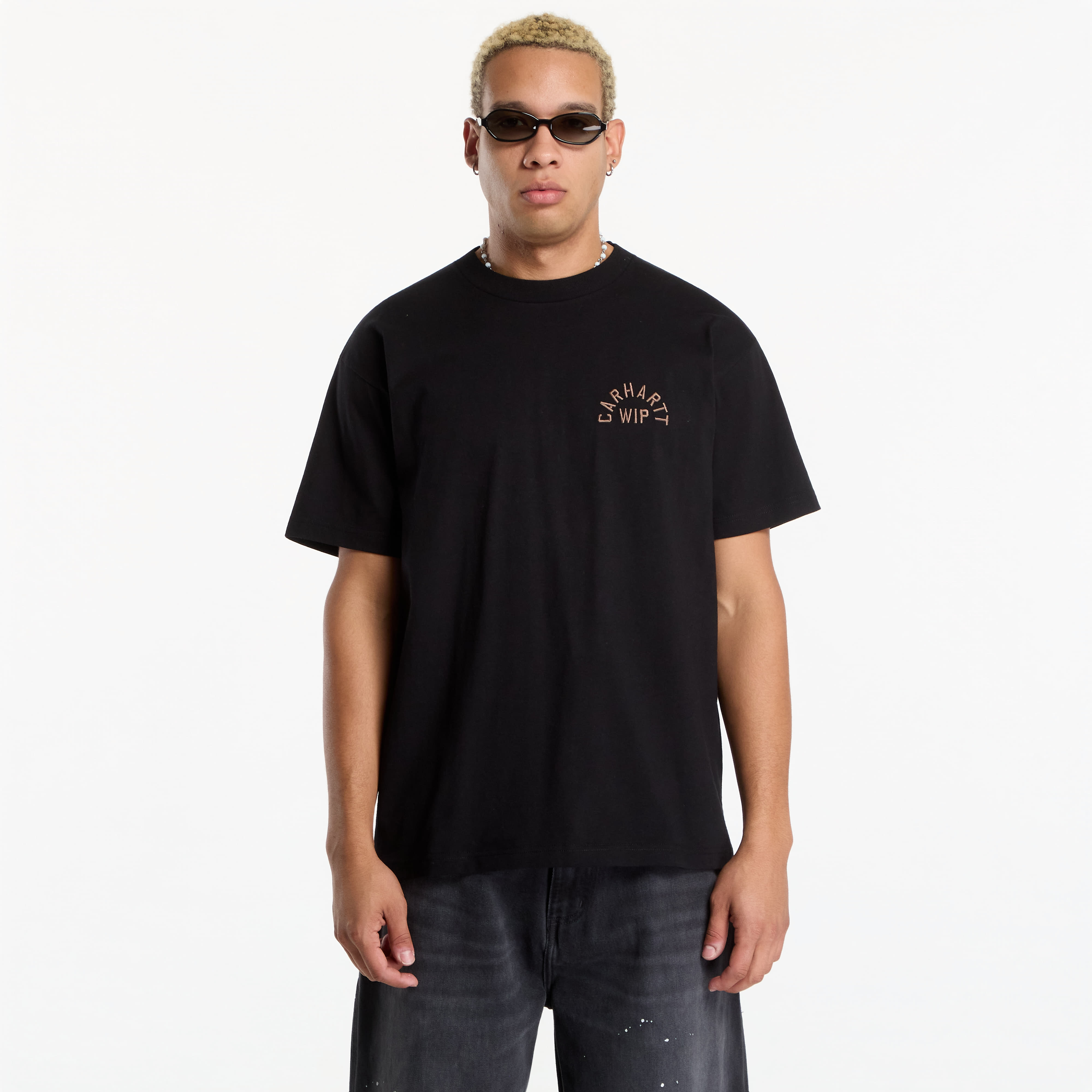 Тениска Carhartt WIP S/S Arch Script T-Shirt UNISEX Black/ WIP H Brown XXL