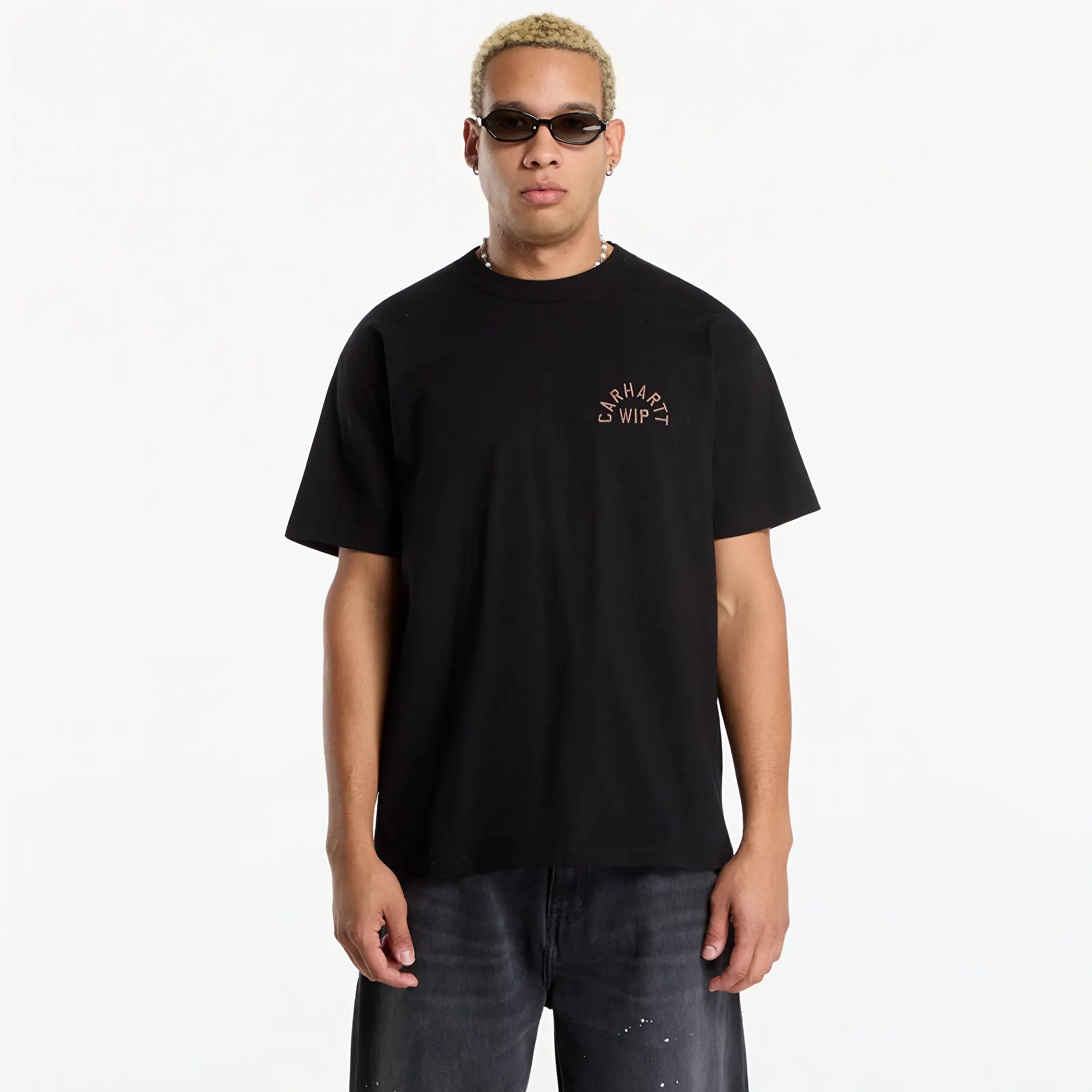Koszulki Carhartt WIP S/S Arch Script T-Shirt UNISEX Black/ WIP H Brown