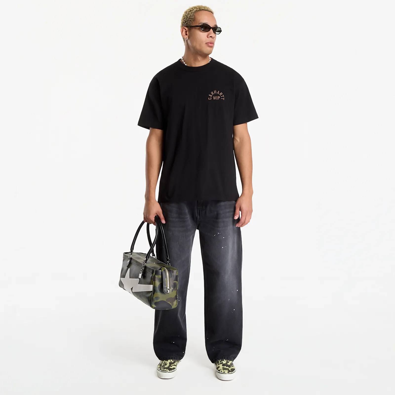 Koszulki Carhartt WIP S/S Arch Script T-Shirt UNISEX Black/ WIP H Brown