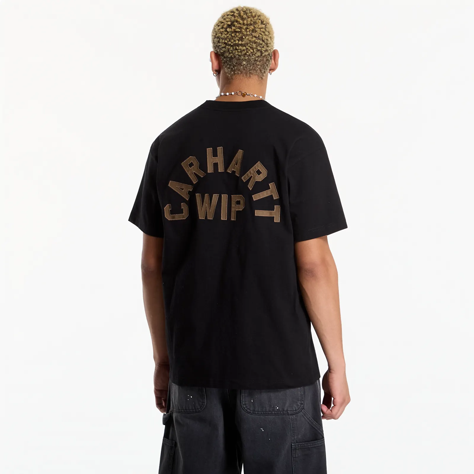 Koszulki Carhartt WIP S/S Arch Script T-Shirt UNISEX Black/ WIP H Brown