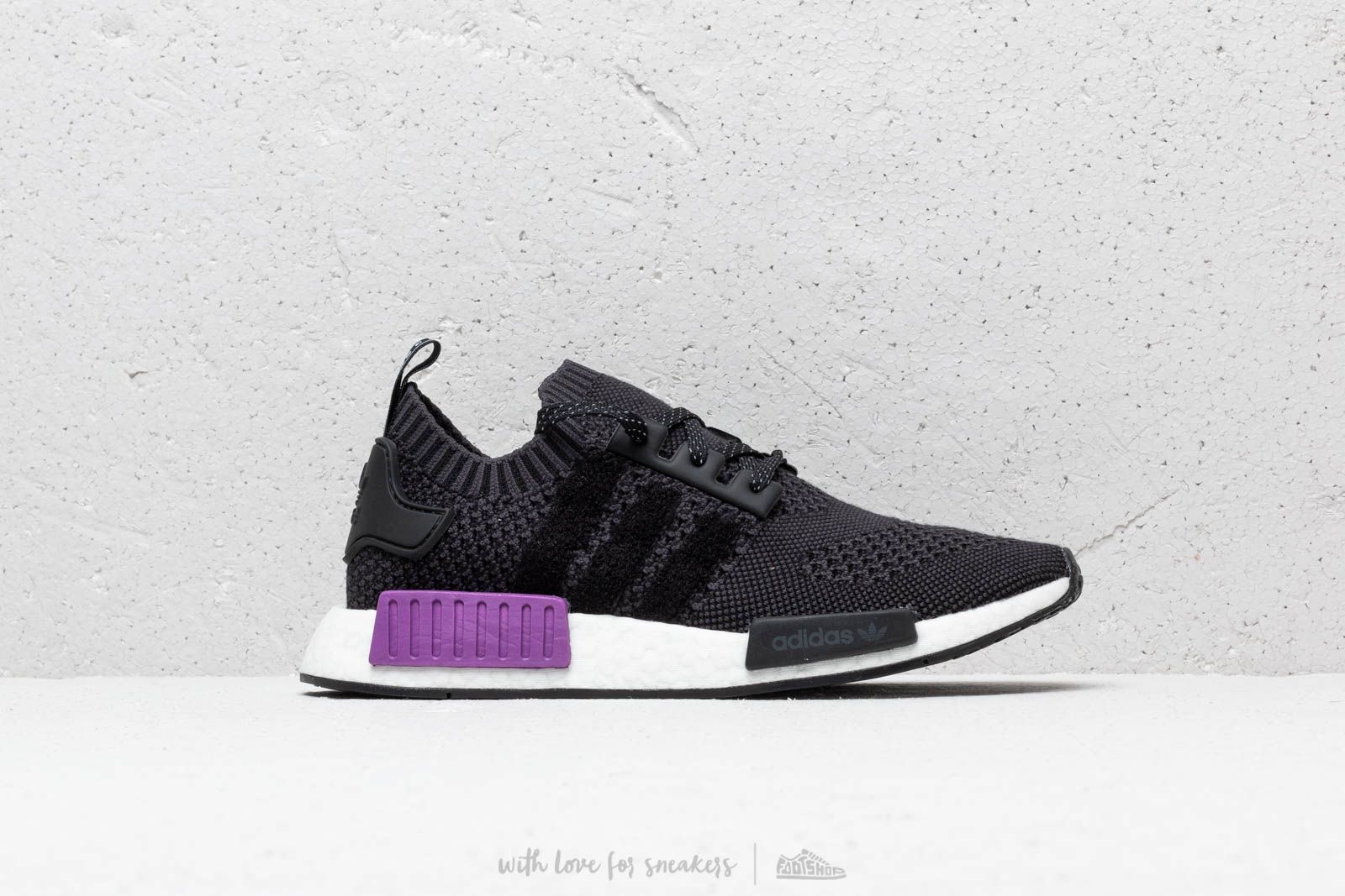 Men s shoes adidas NMD R1 Primeknit Core Black Core Black Active Purple Footshop