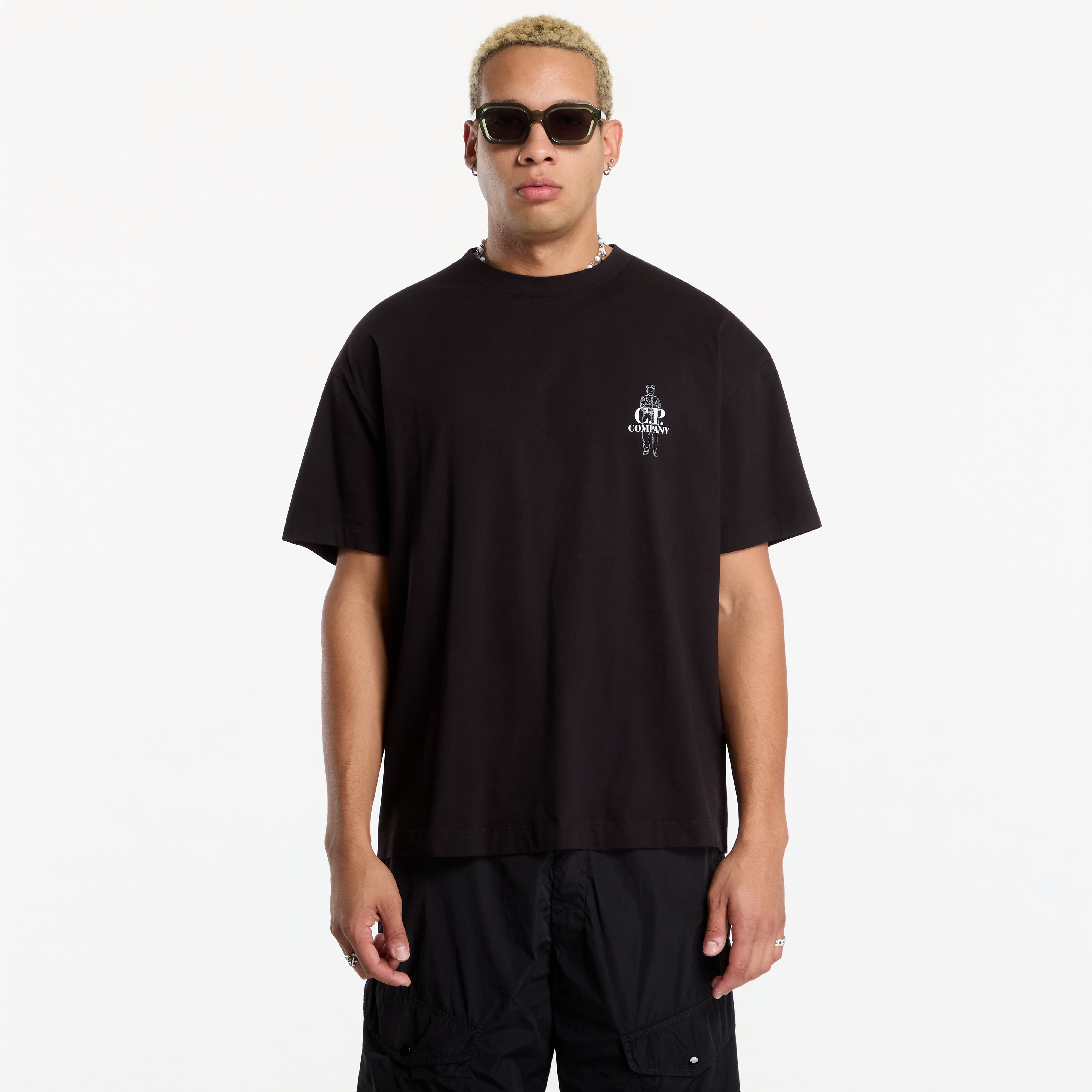 Тениска C.P. Company 30/1 Jersey Short Sleeve Comfort Logo T-Shirt Black XXL