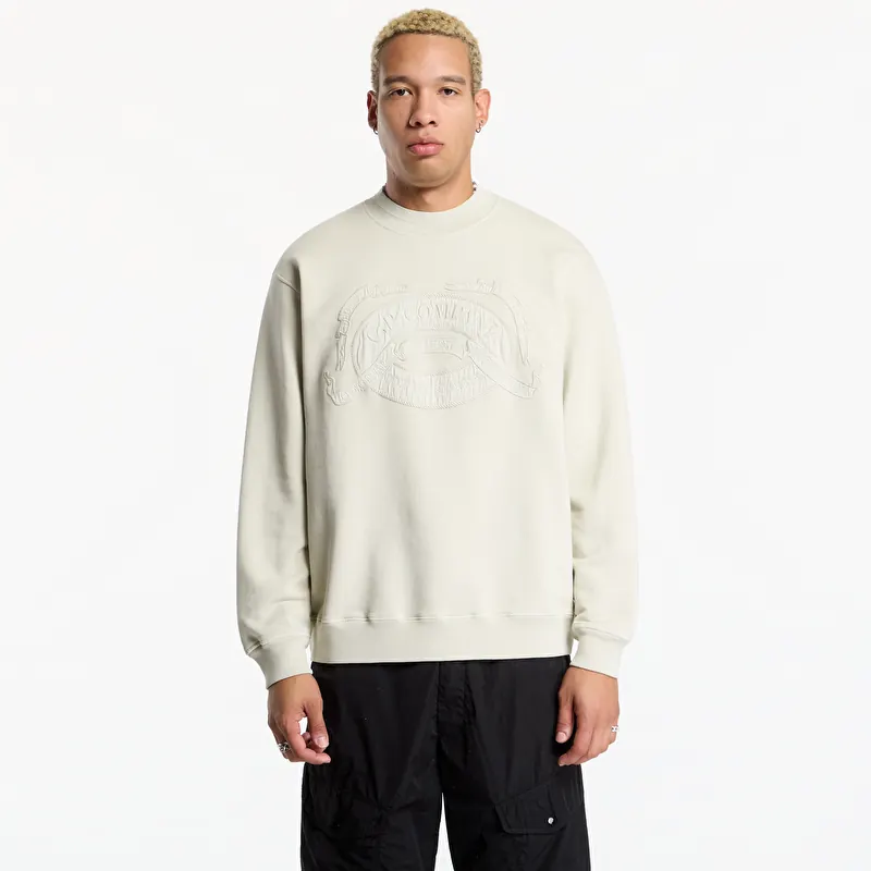 Kampsun C.P. Company Cotton Fleece Crewneck Logo Sweatshirt Silver Birch