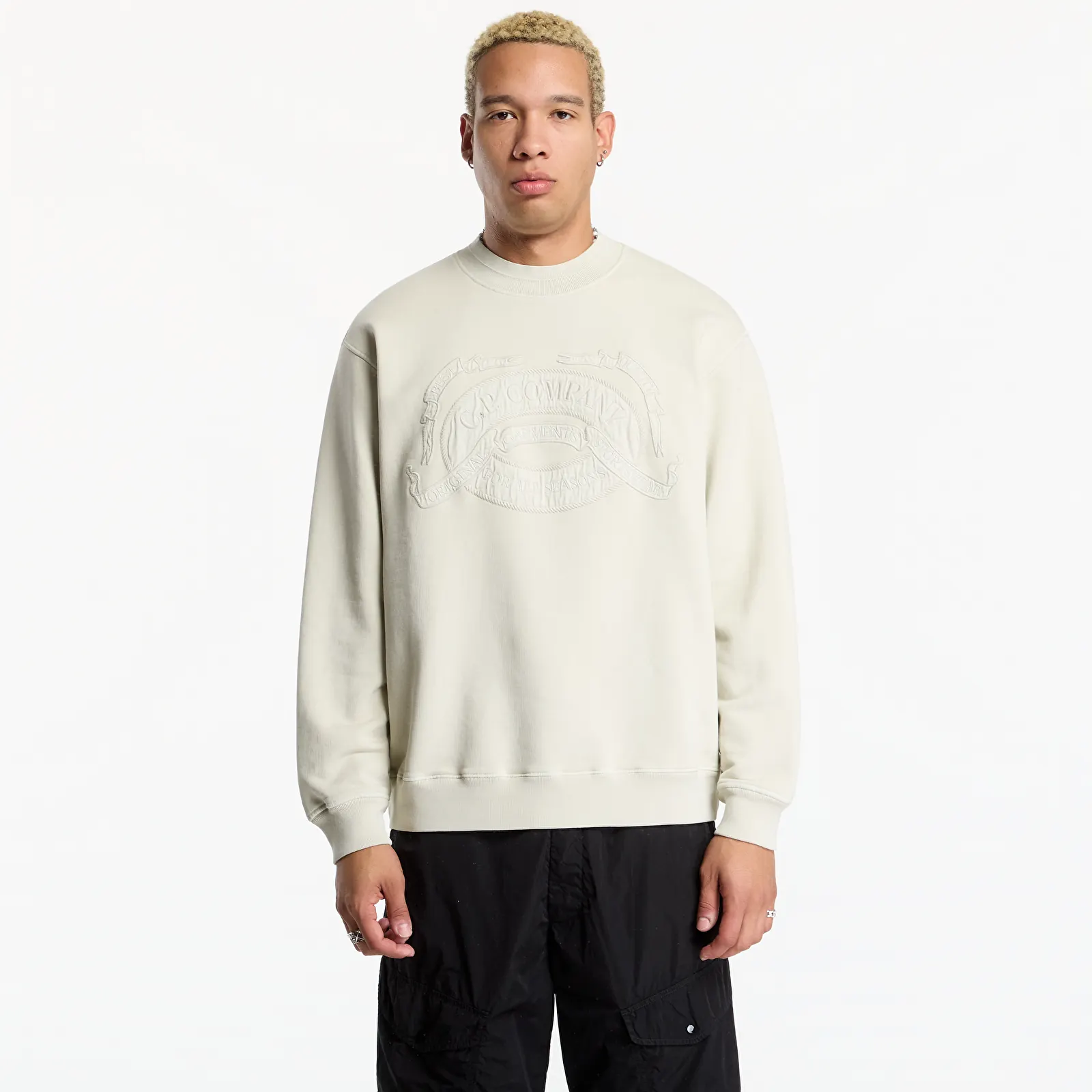 Hoodies en truien C.P. Company Cotton Fleece Crewneck Logo Sweatshirt Silver Birch