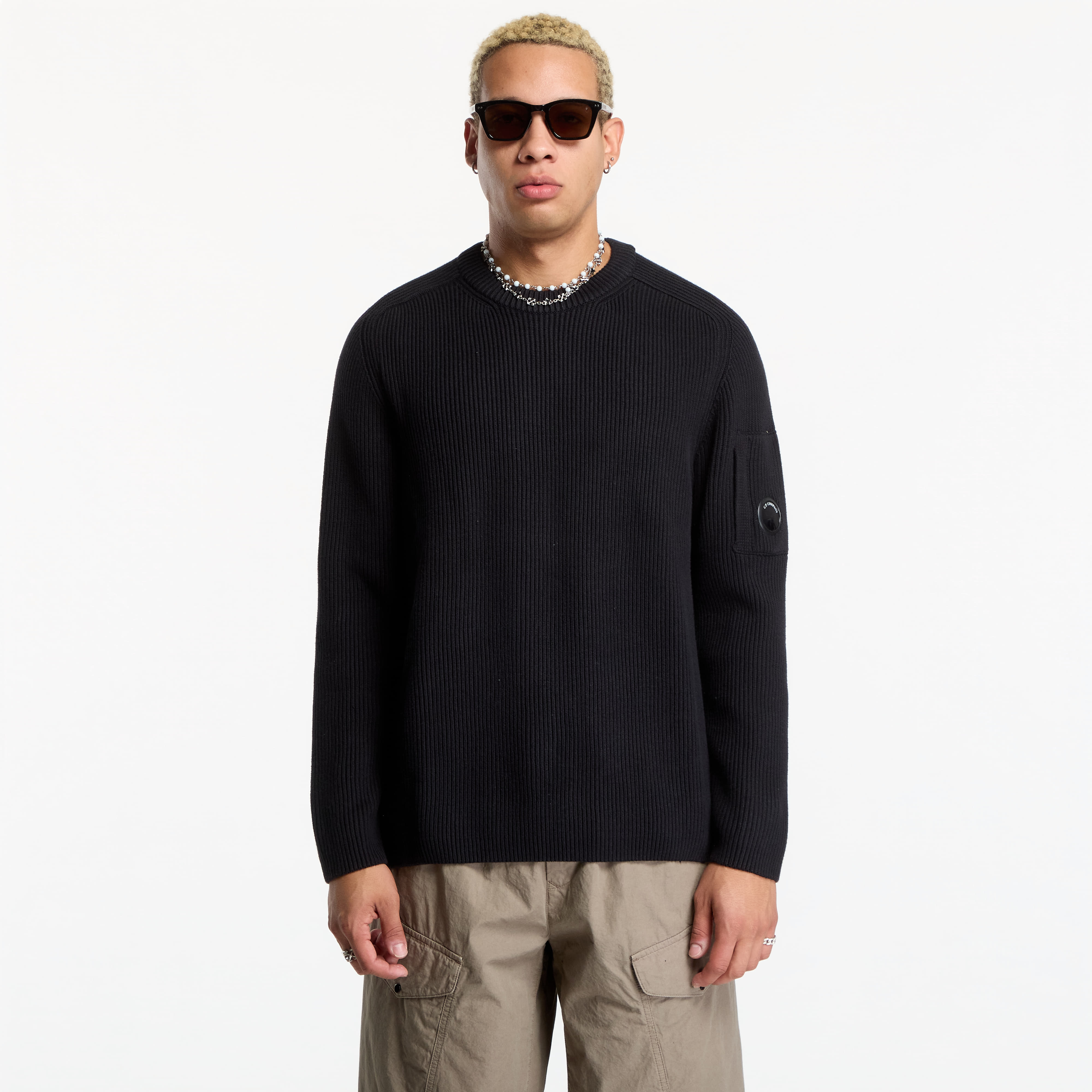 Пуловер C.P. Company Full Rib Cotton Lens Crewneck Sweater Black L