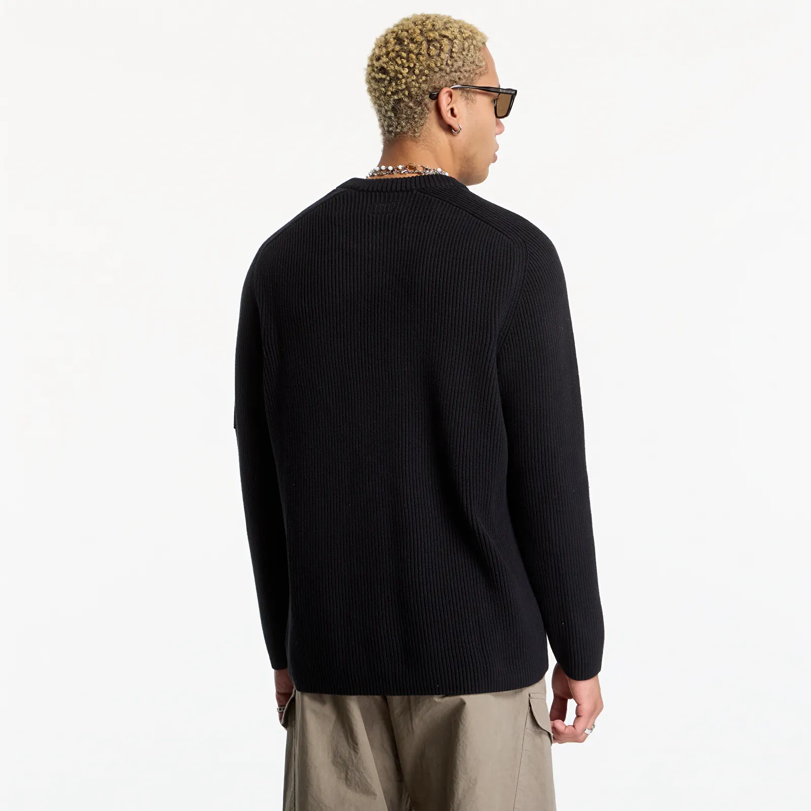 Džemperi C.P. Company Full Rib Cotton Lens Crewneck Sweater Black