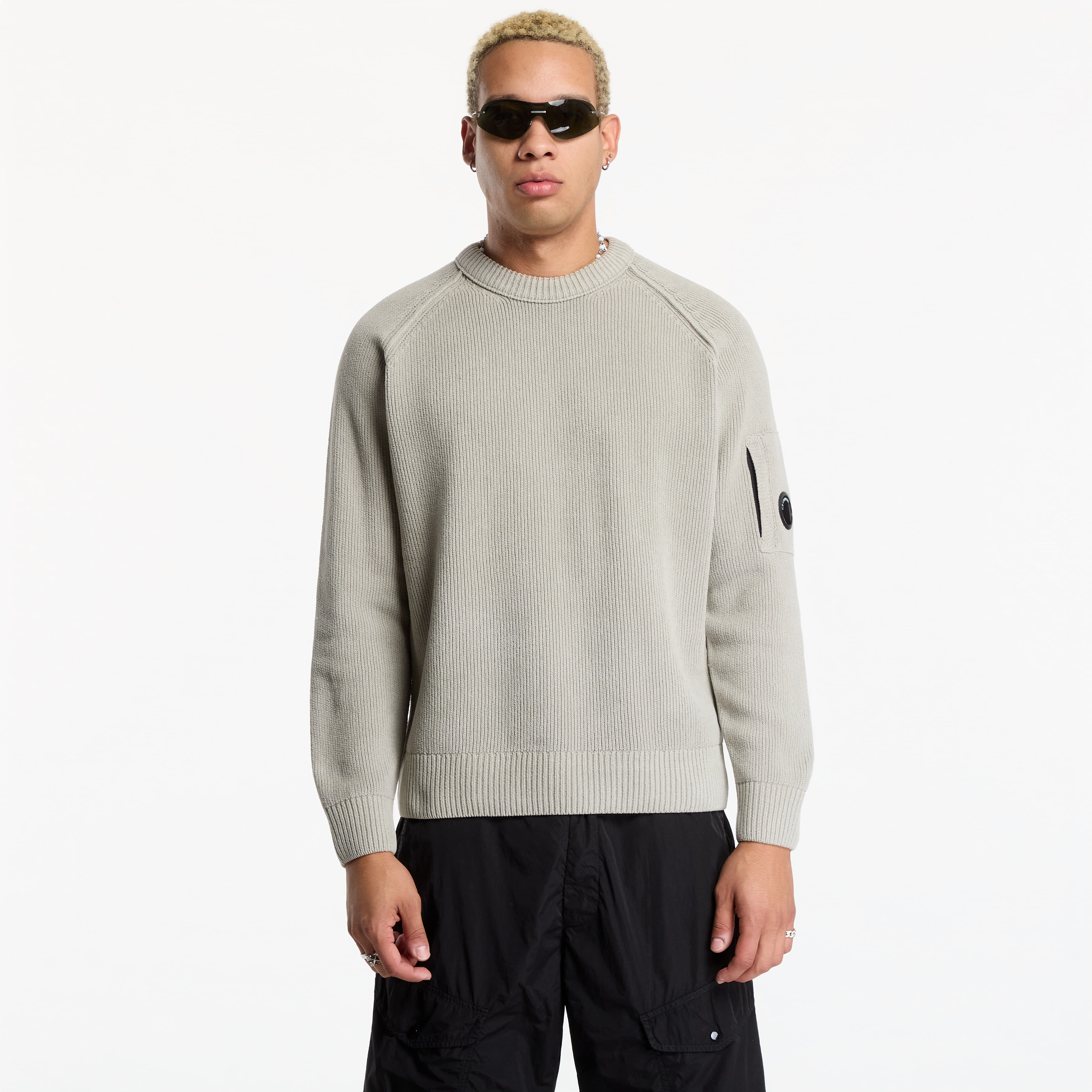 Sweater C.P. Company Chenille Cotton Lens Crewneck Sweater Flint Grey L