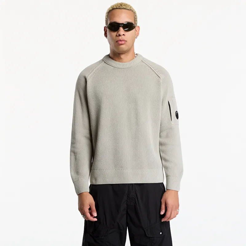 C.P. Company Chenille Cotton Lens Crewneck Sweater Flint Grey