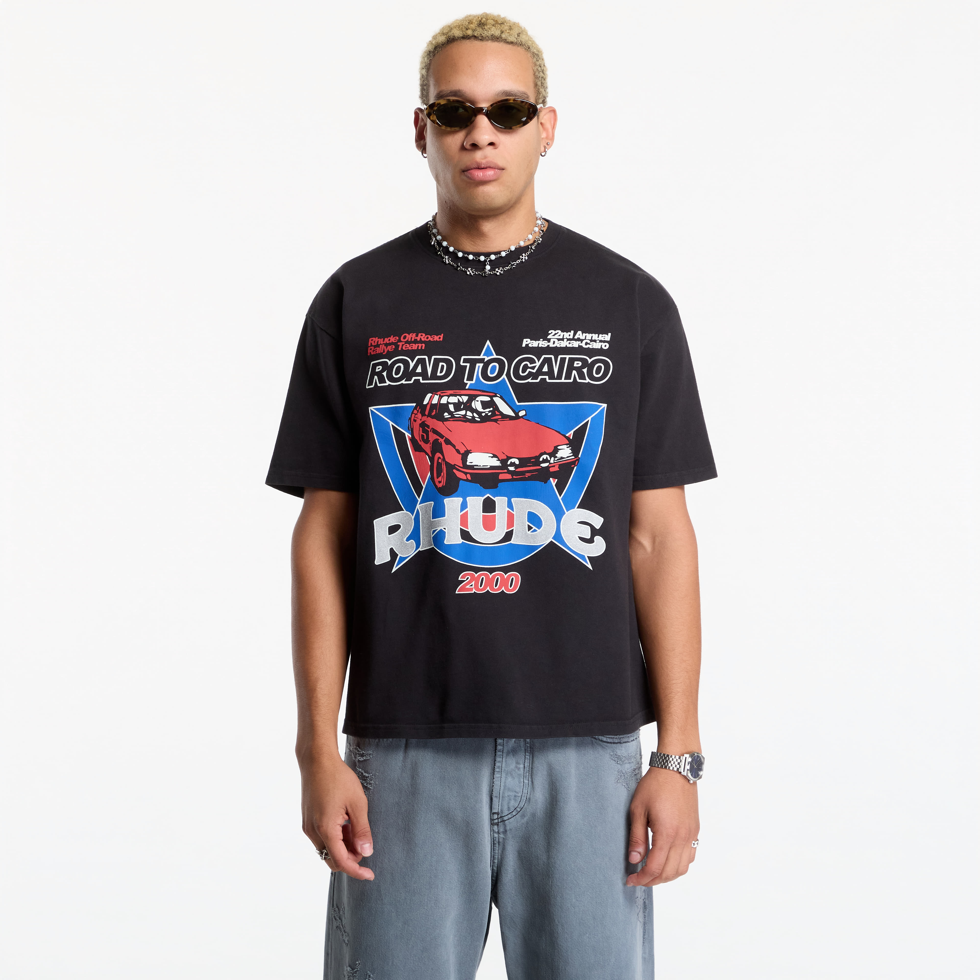 Тениска Rhude Road To Cairo Tee Vintage Black/ Red/ Blue XXL