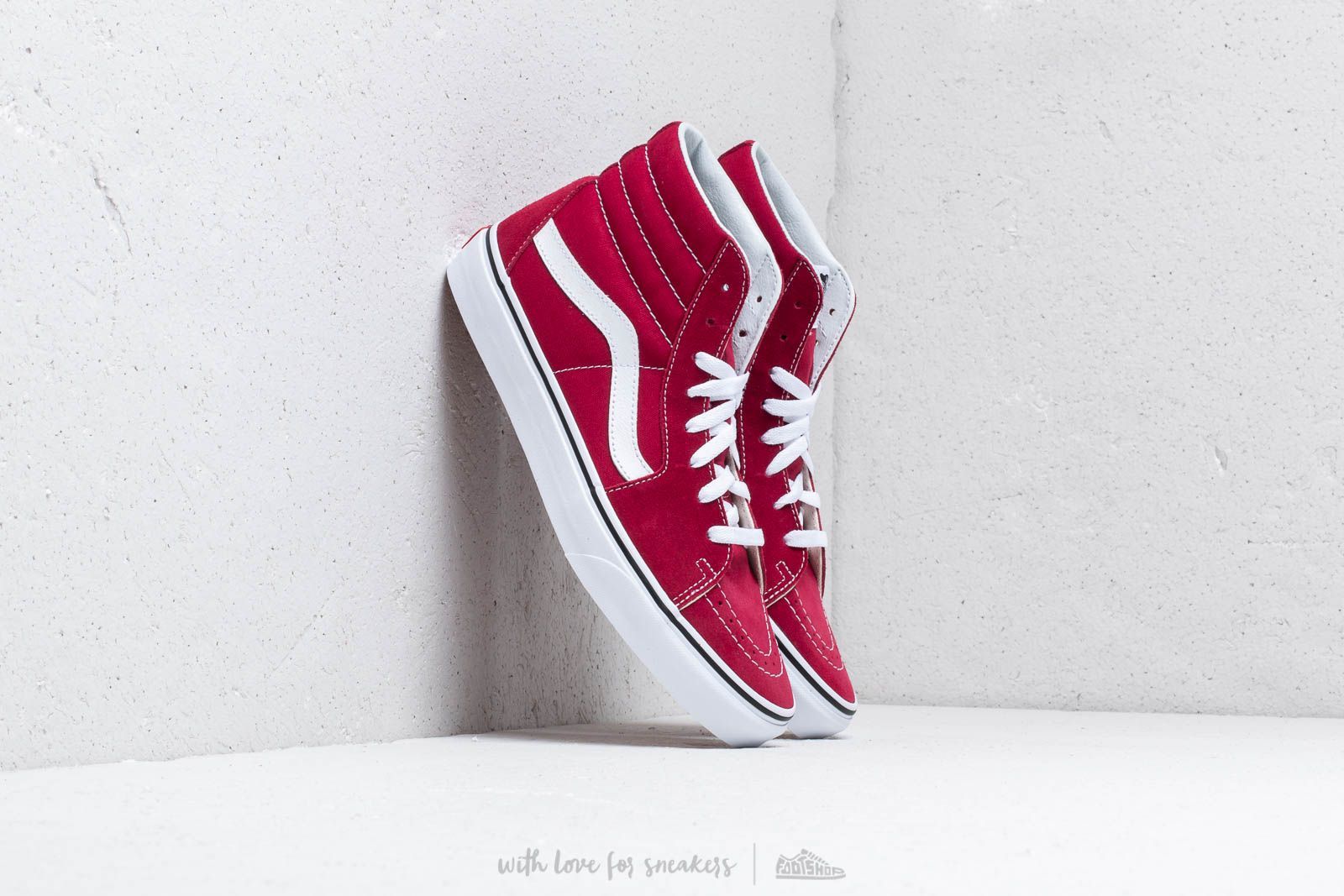 High top vans red and white online