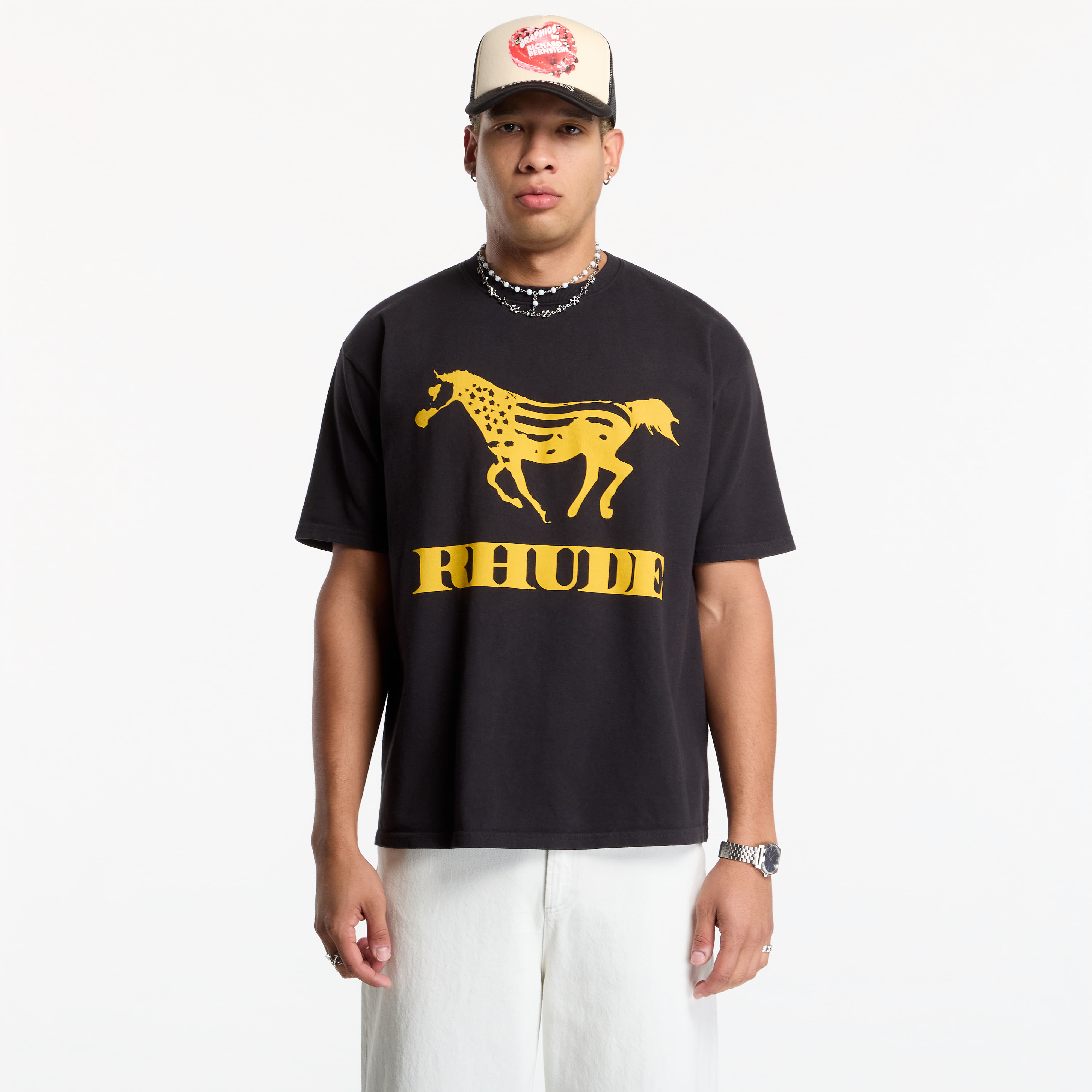 Tricou Rhude Dinero Tee Vintage Black/ Yellow XXL