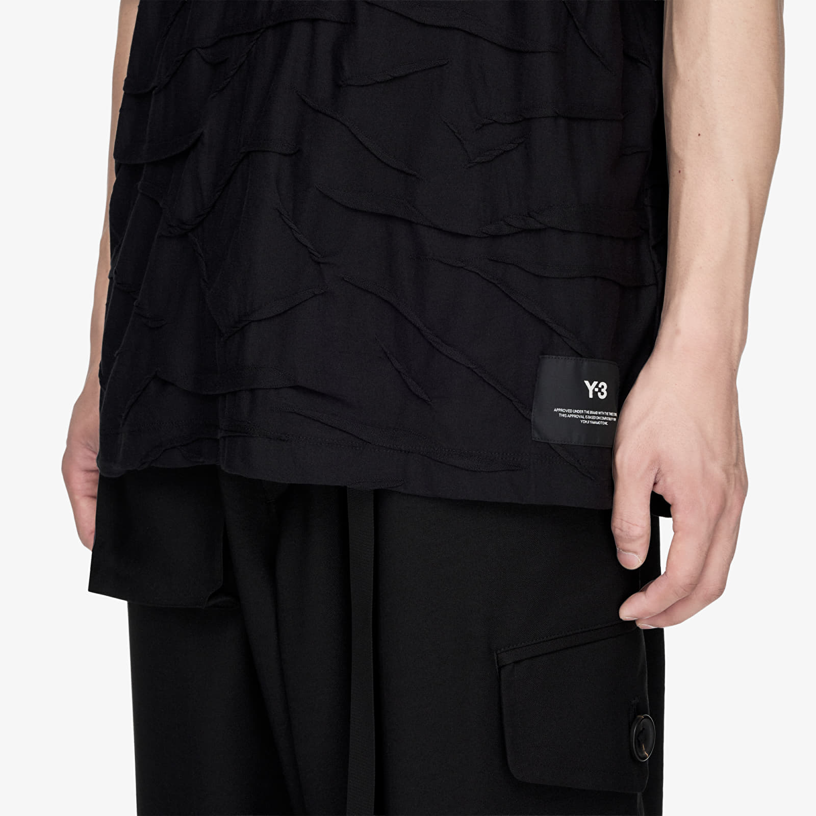 Trička Y-3 Pleated Short Sleeve Tee Black