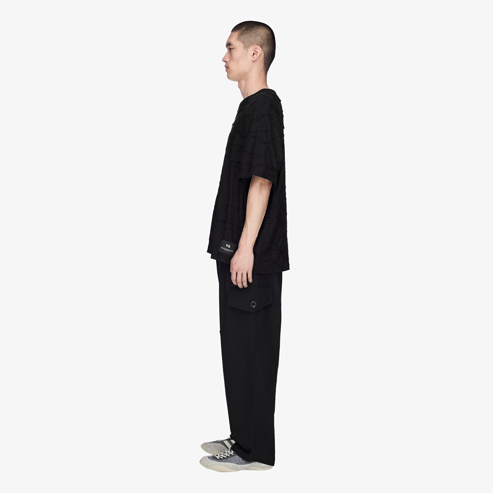 Trička Y-3 Pleated Short Sleeve Tee Black