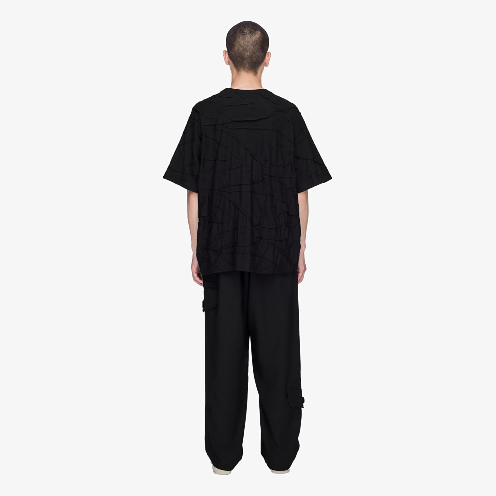 Trička Y-3 Pleated Short Sleeve Tee Black