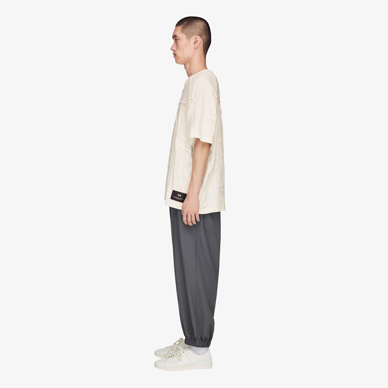 Trička Y-3 Pleated Short Sleeve Tee Chalk White