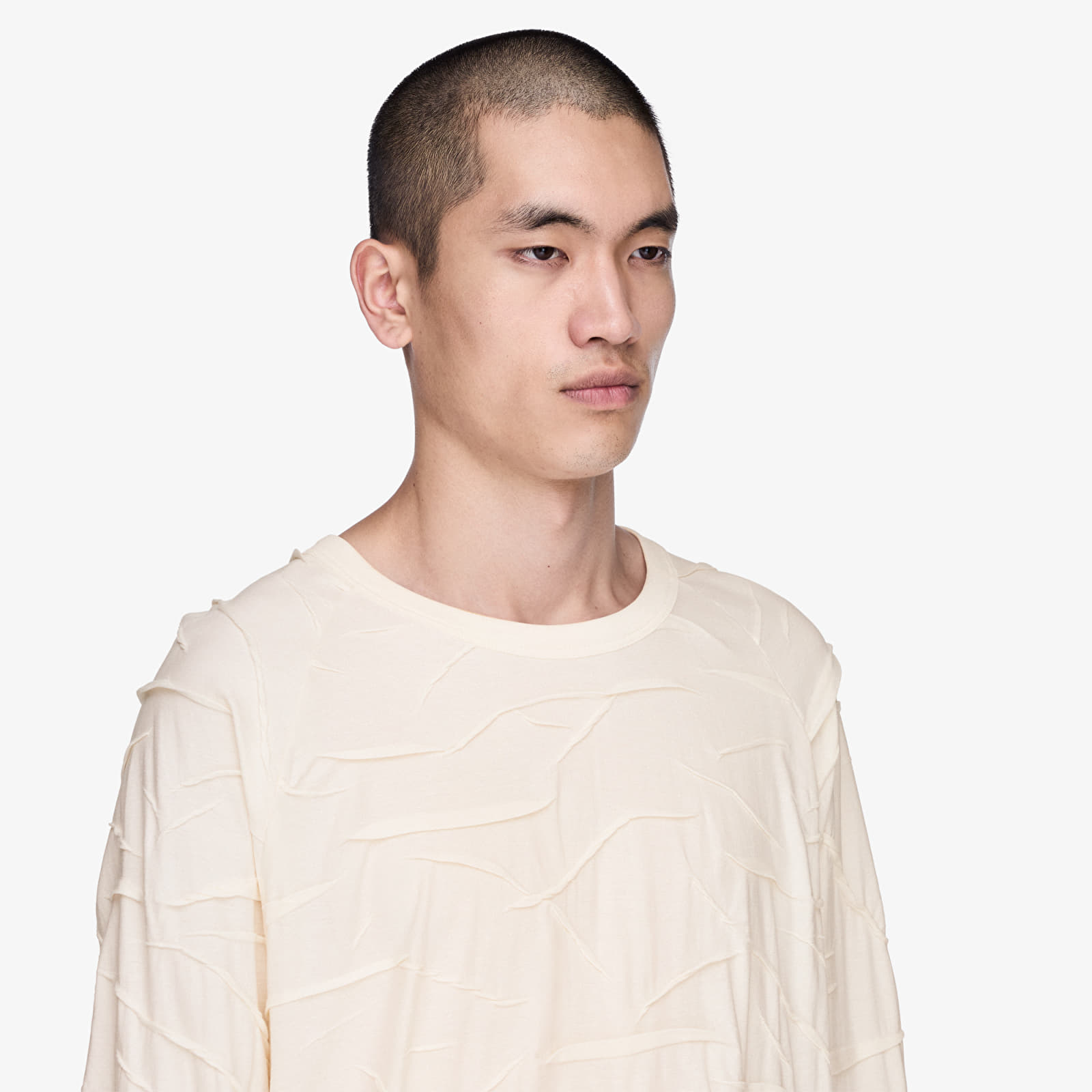 T-skjorter Y-3 Pleated Oversized Long Sleeve Tee Chalk White
