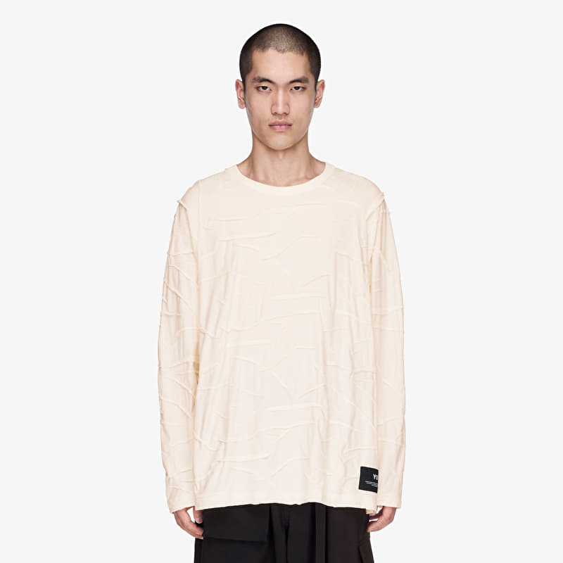Y-3 Pleated Oversized Long Sleeve Tee Chalk White