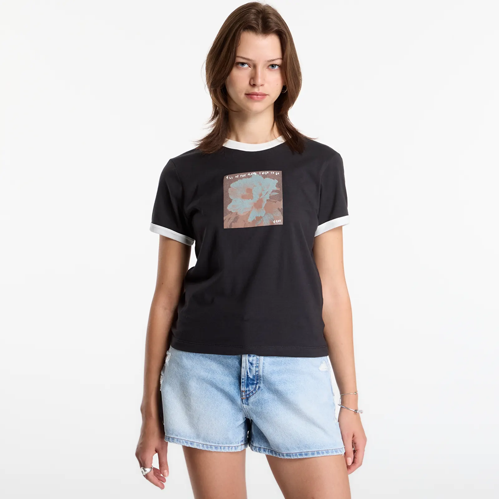 T-shirts Vans Places I Wish To Go Ringer SS Tee Black