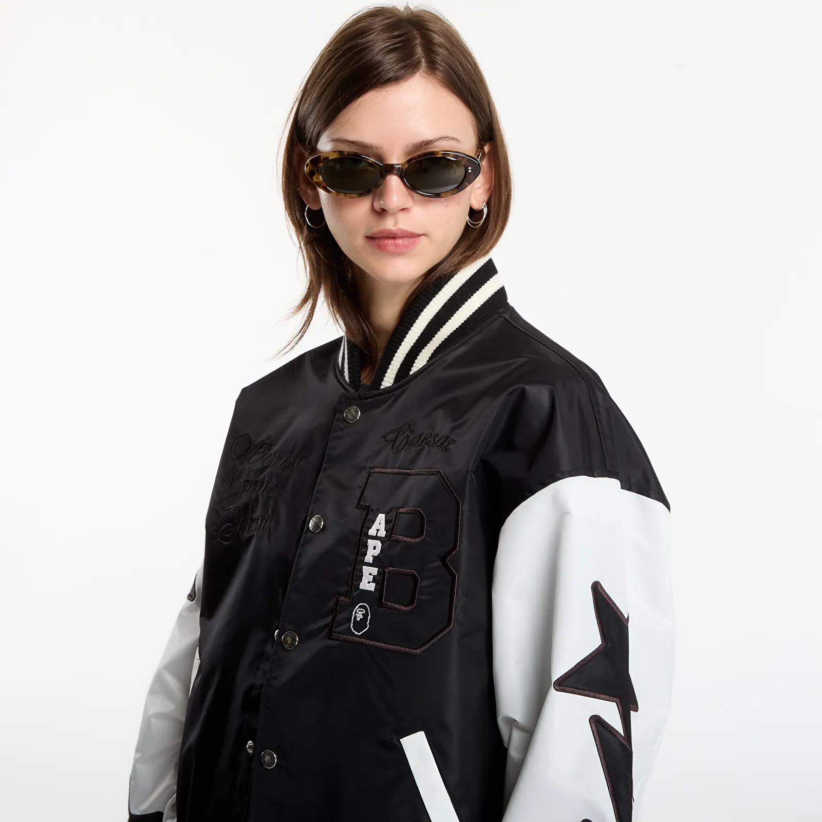 Bomber Jackets A Bathing Ape Bape Nylon Varsity Jacket UNISEX Black