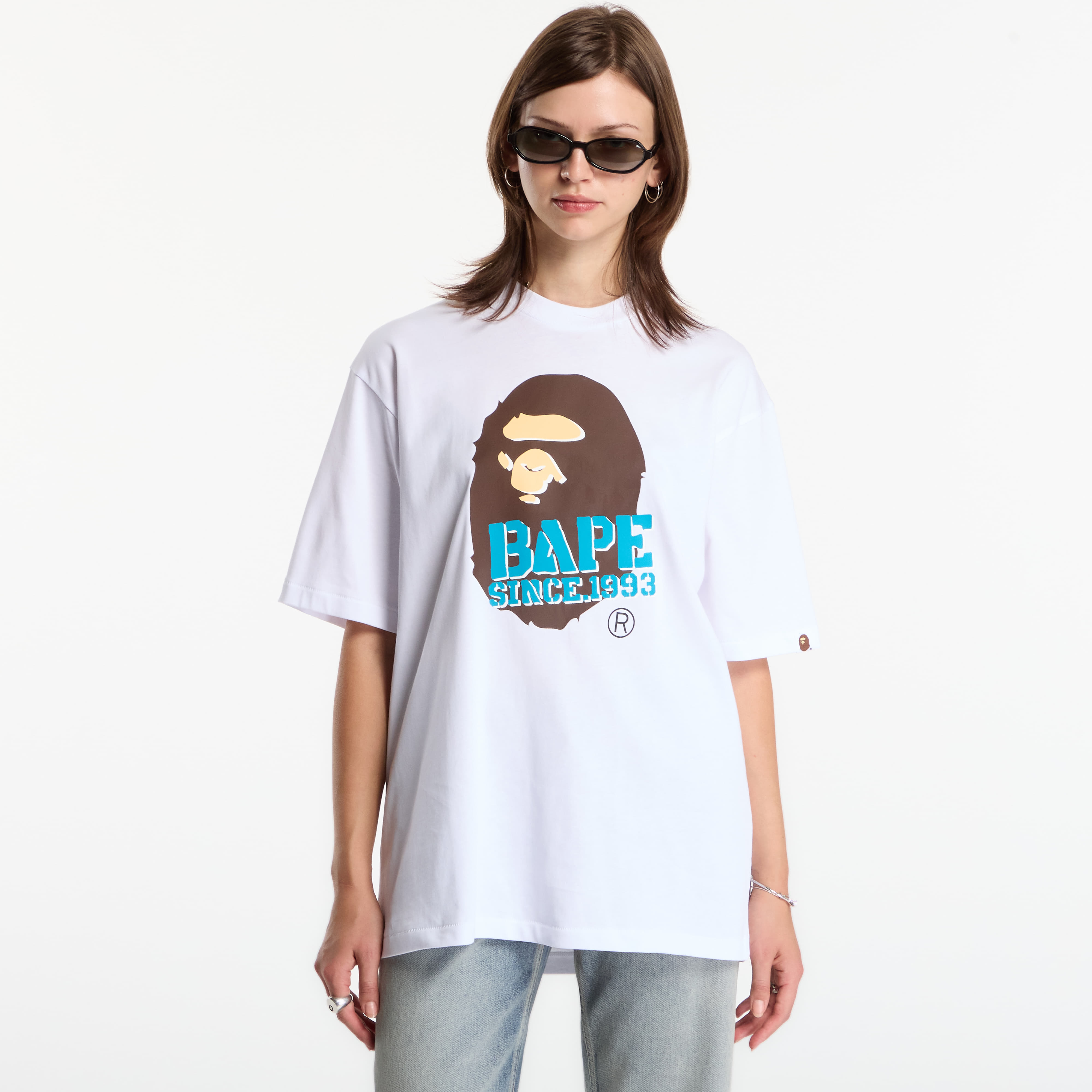 Tricou A Bathing Ape Stencil Font Ape Head Relaxed Fit Tee UNISEX White XXL