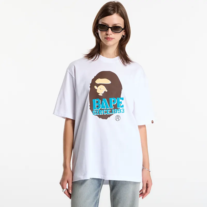 A Bathing Ape Stencil Font Ape Head Relaxed Fit Tee UNISEX White