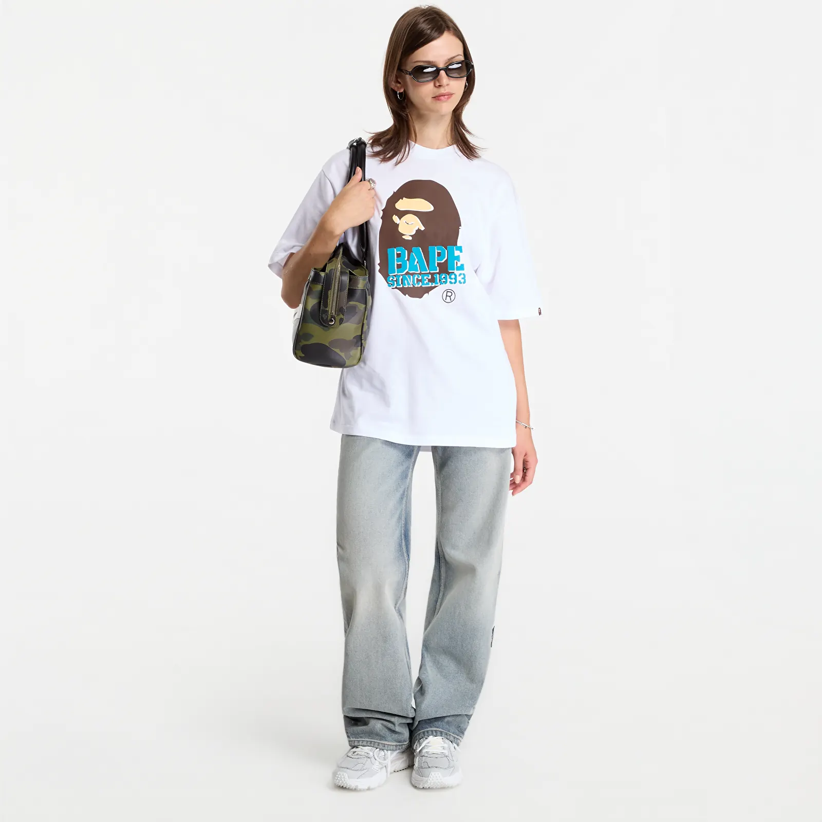 Magliette A Bathing Ape Stencil Font Ape Head Relaxed Fit Tee UNISEX White
