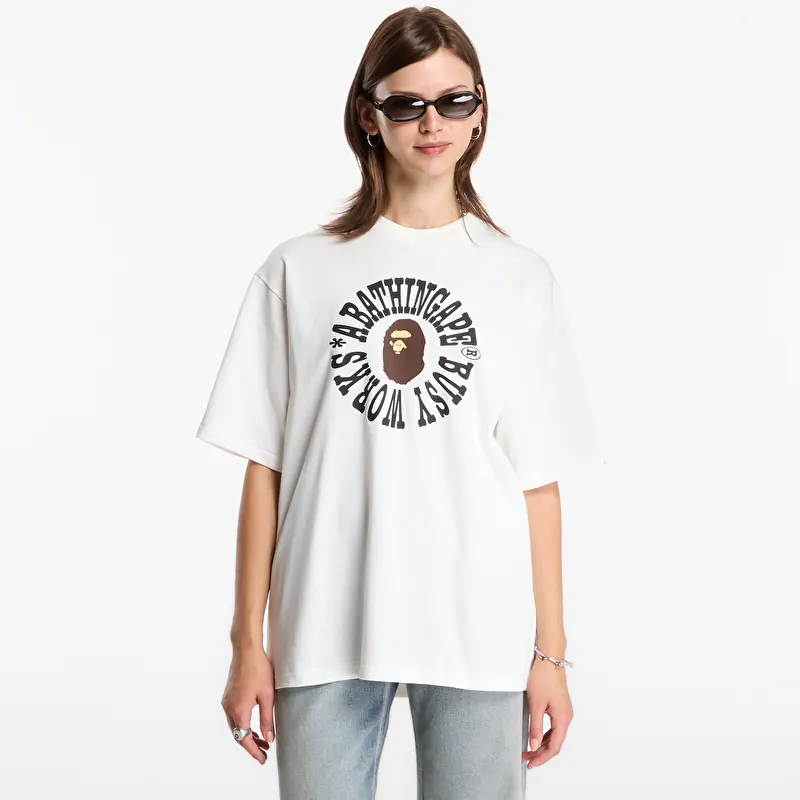 A Bathing Ape Busy Works Logo Relaxed Fit Tee UNISEX Ivory