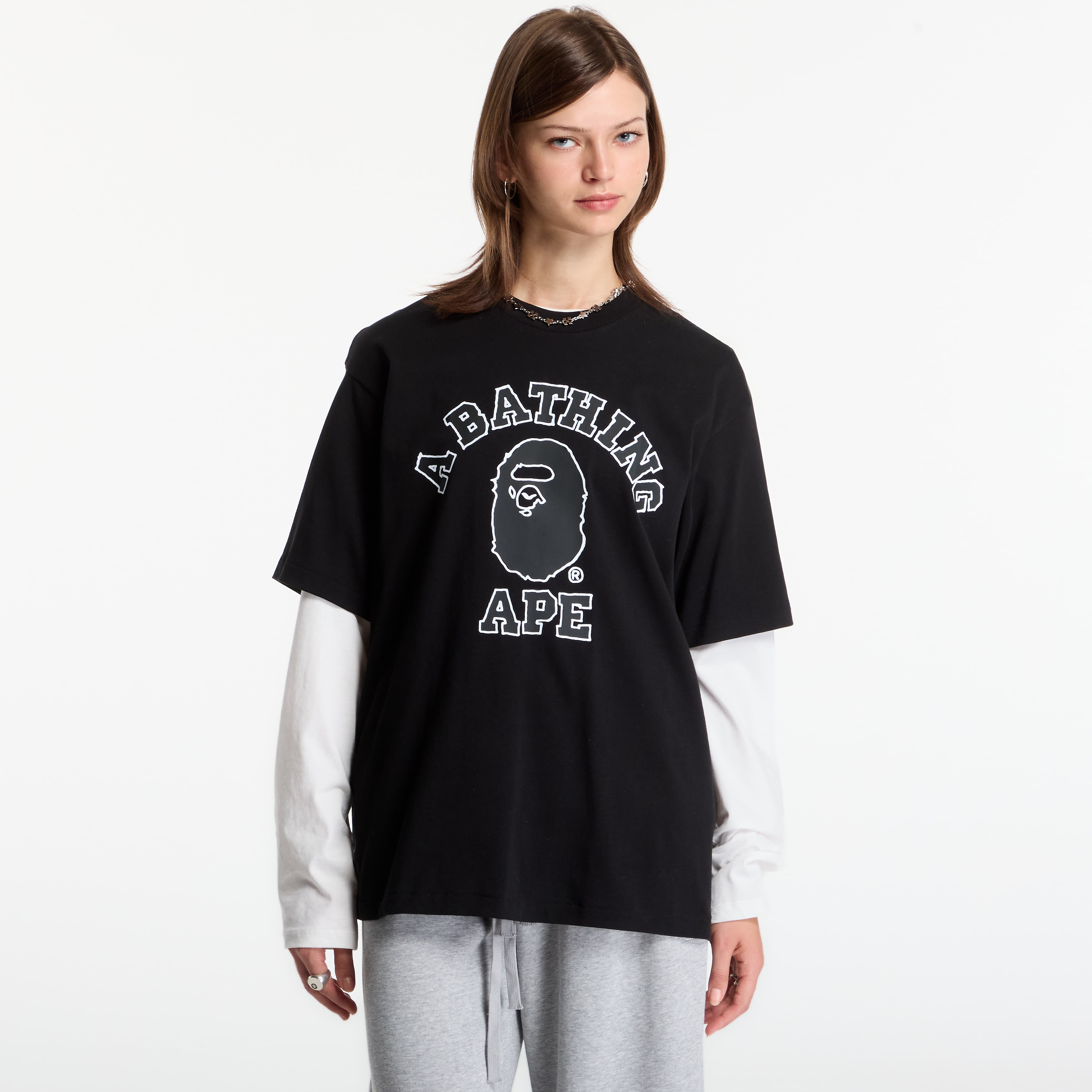 Tricou A Bathing Ape Hand Drawn Outline College Relaxed Fit Tee UNISEX Black L